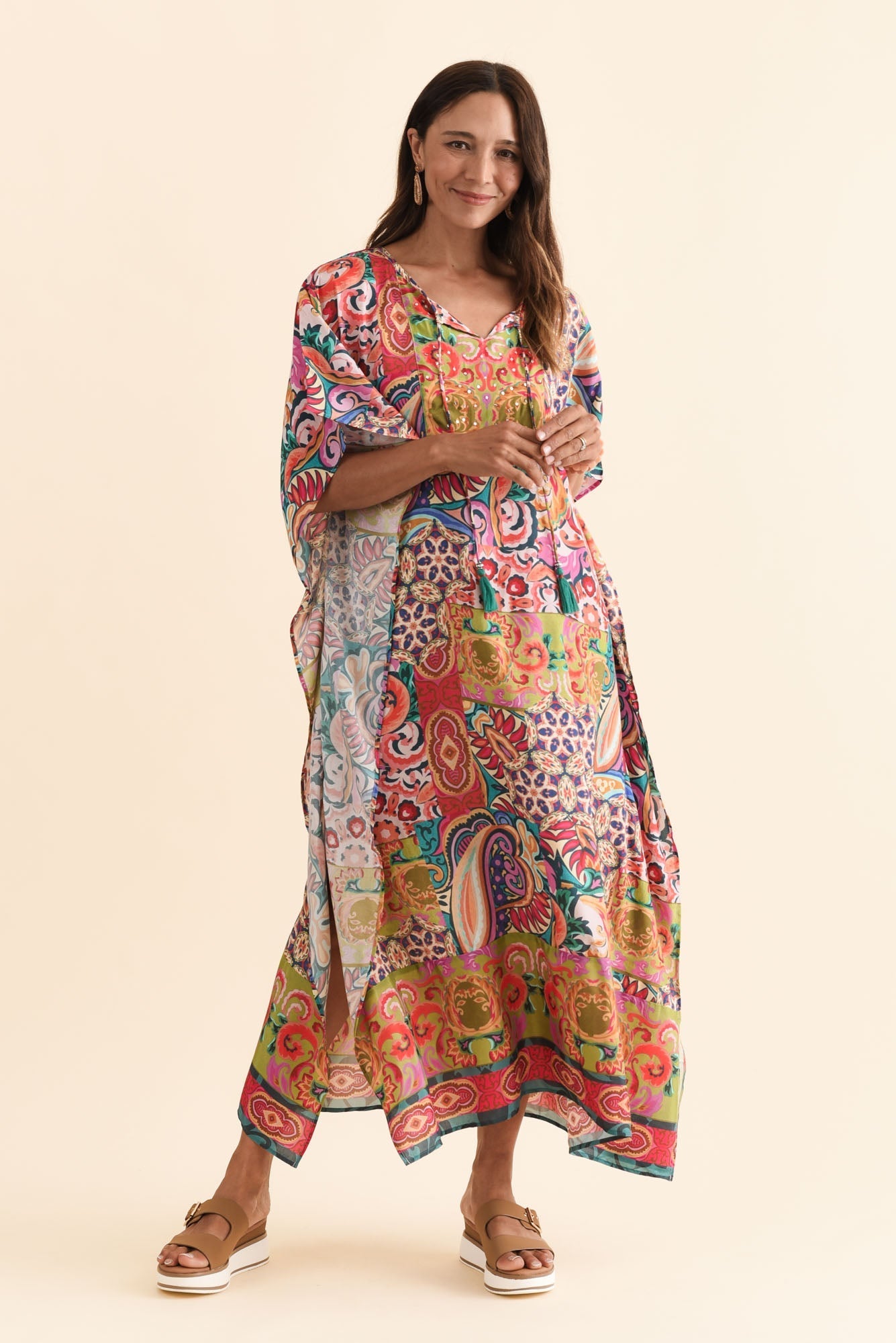 Elara Orange Mosaic Kaftan