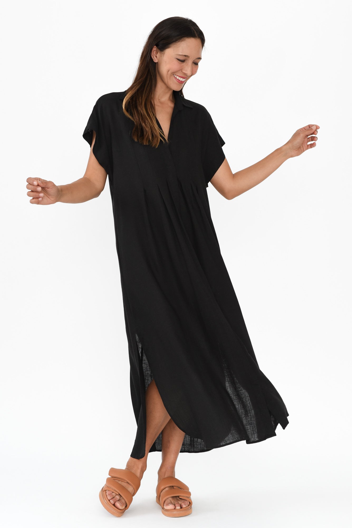 Elijah Black Shirt Dress