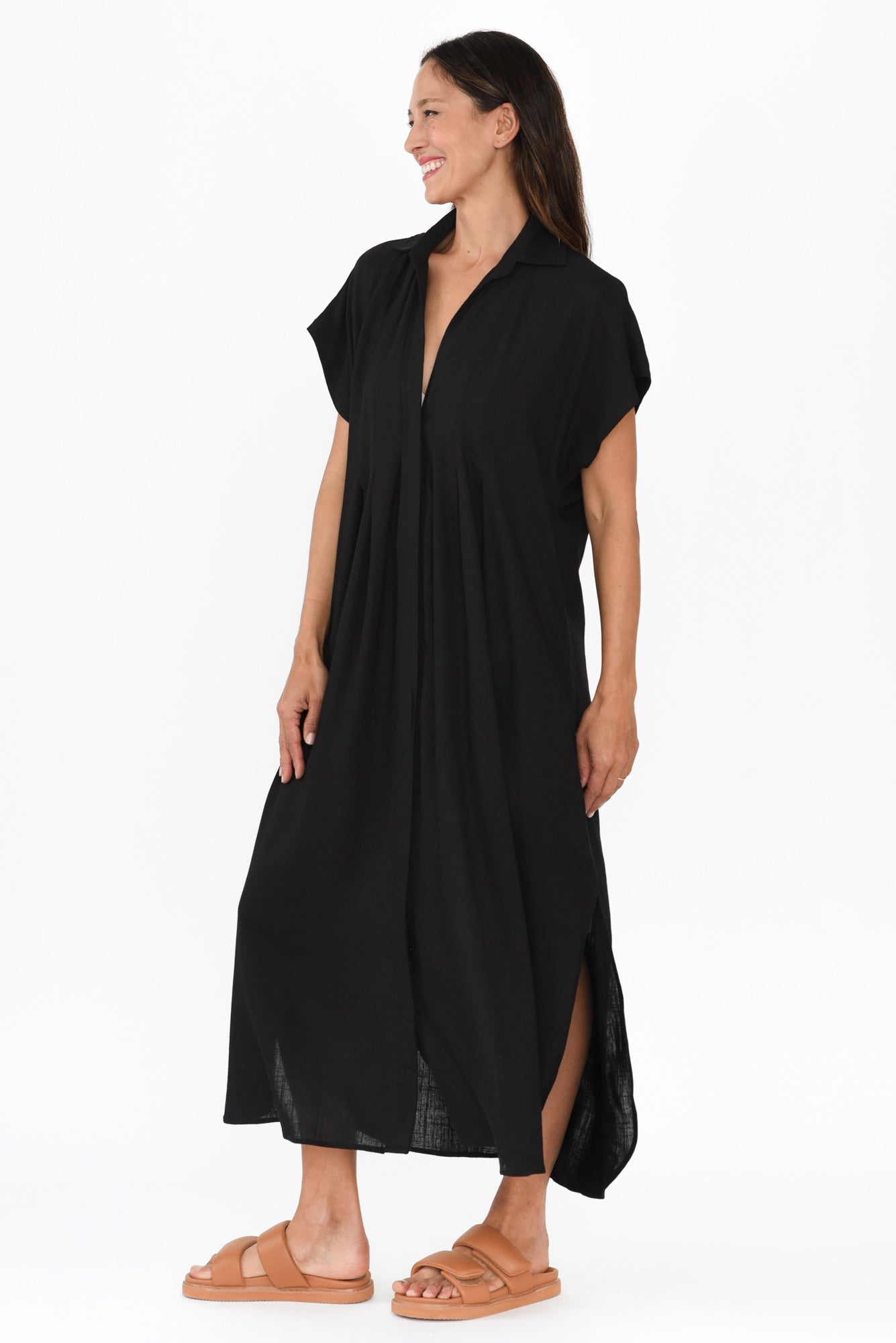 Elijah Black Shirt Dress