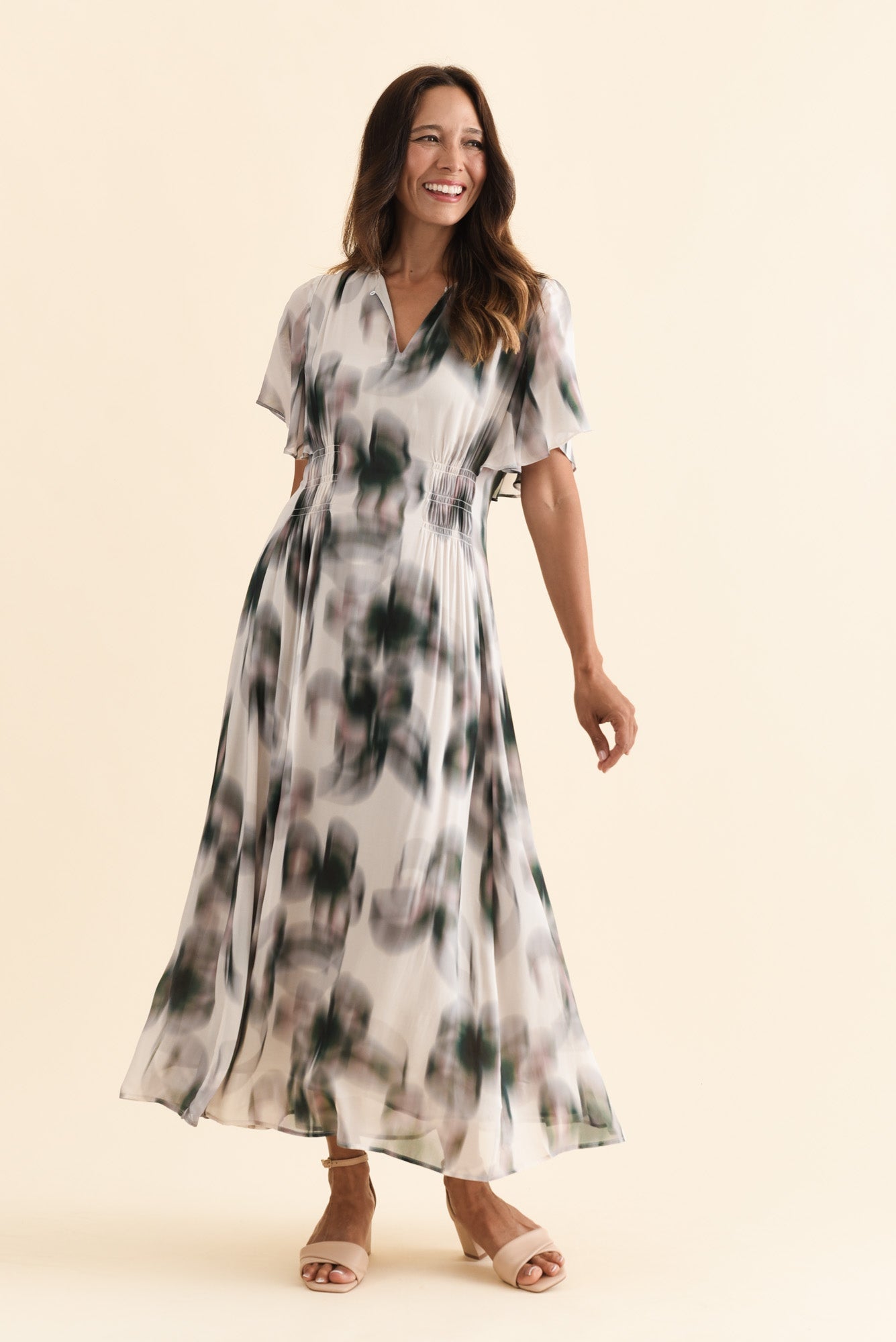 Elise Ivory Bloom Ruffle Dress