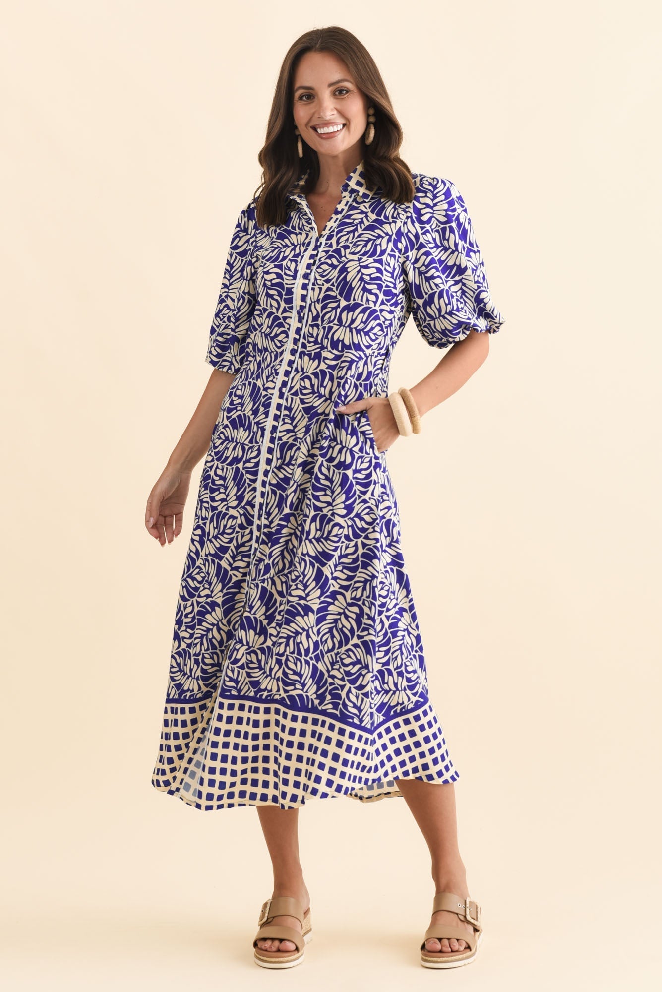 Eri Blue Fern Tie Dress