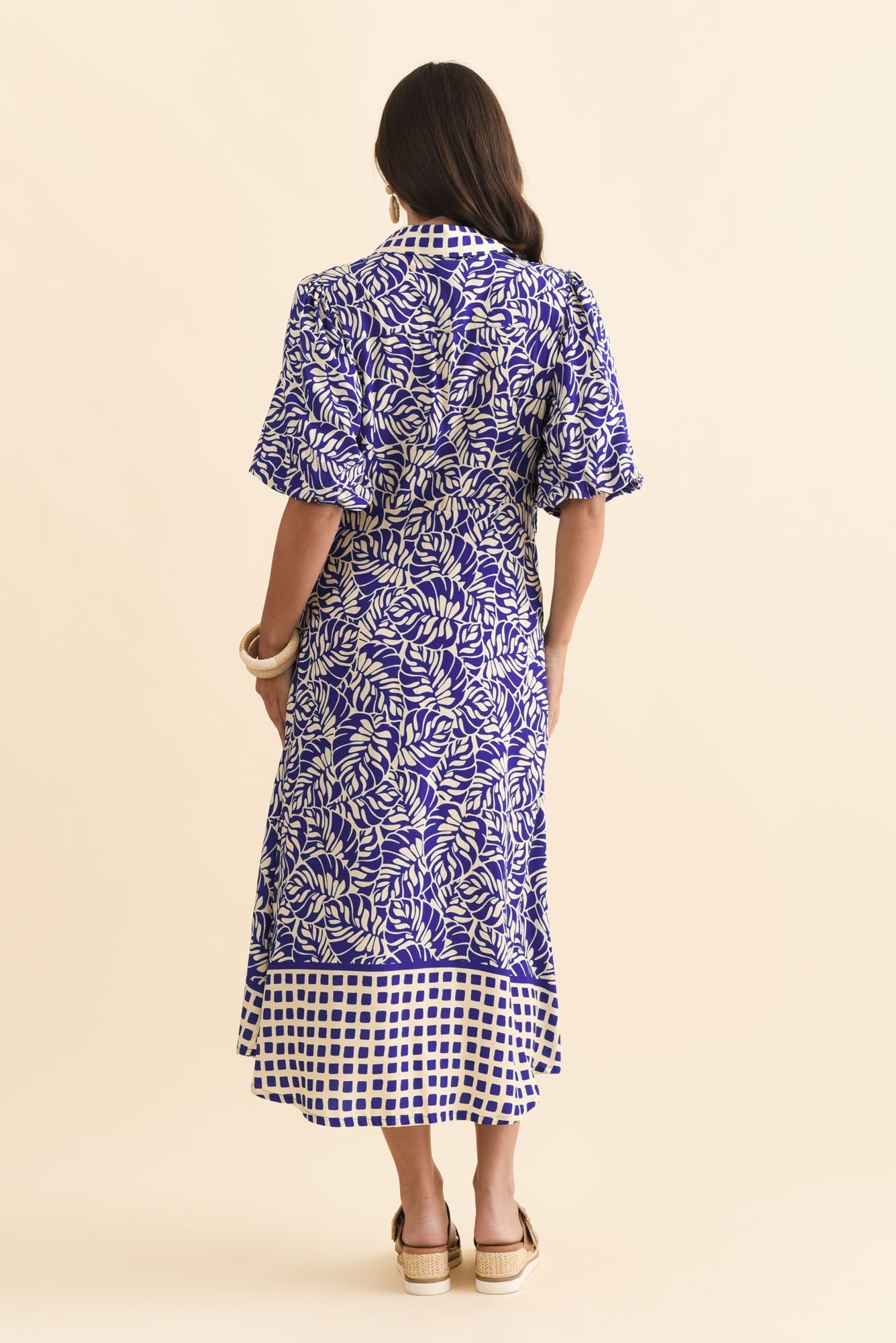 Eri Blue Fern Tie Dress