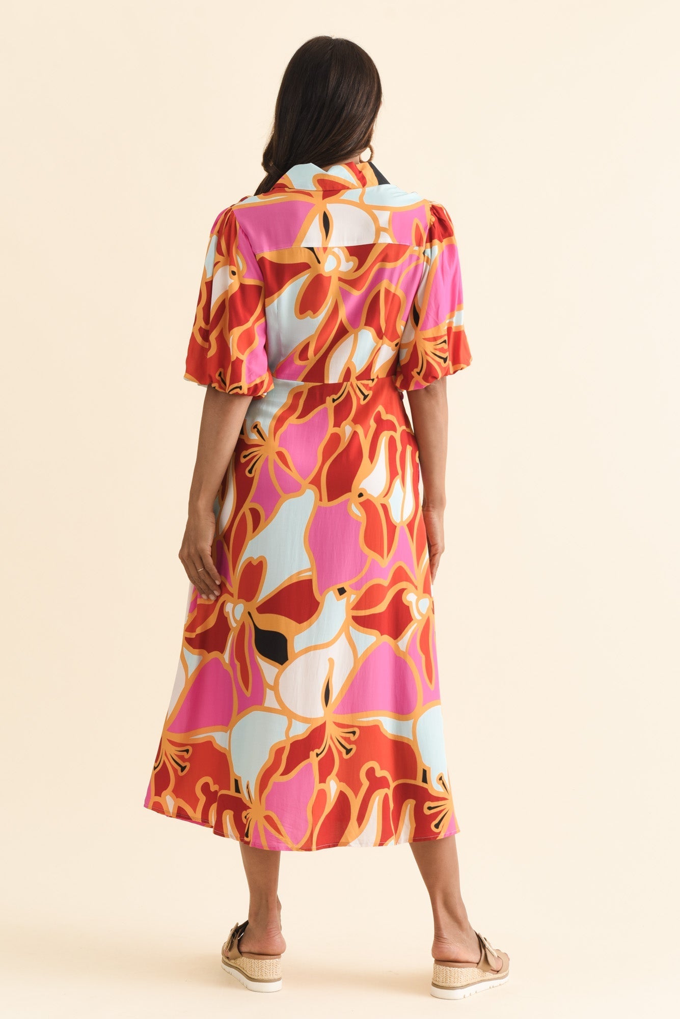 Eri Red Abstract Tie Dress