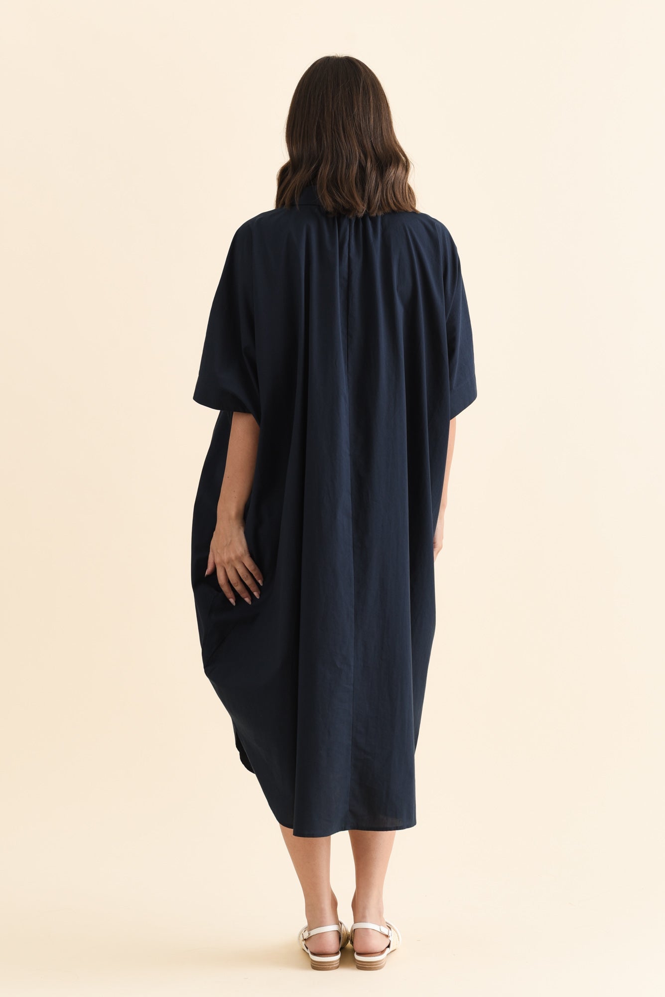 Esther Navy Cotton Tie Dress