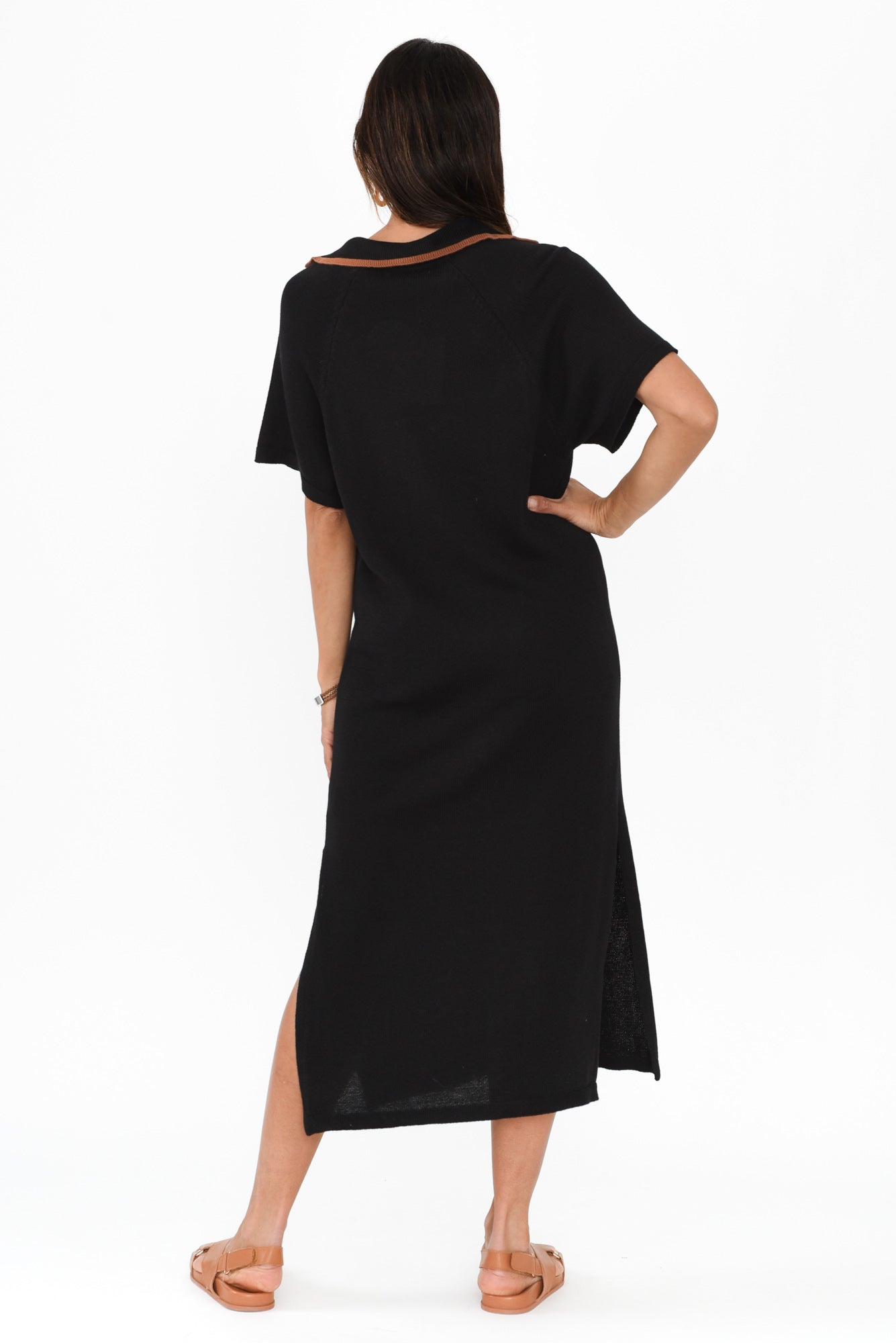Fabiola Black Contrast Knit Dress