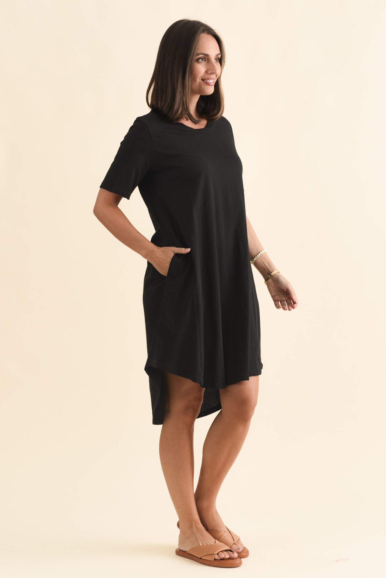 Florida Black Cotton Tee Dress