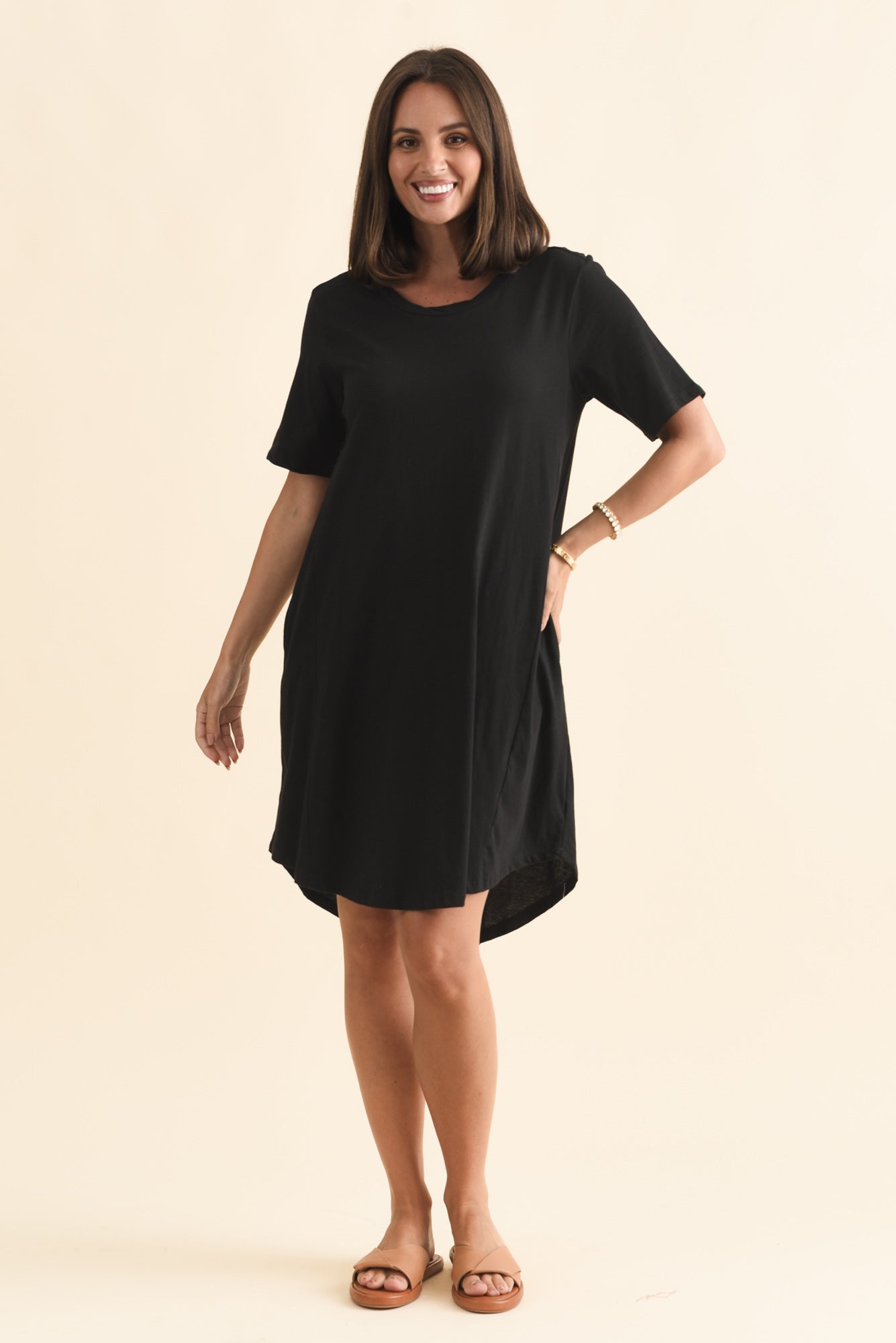 Florida Black Cotton Tee Dress