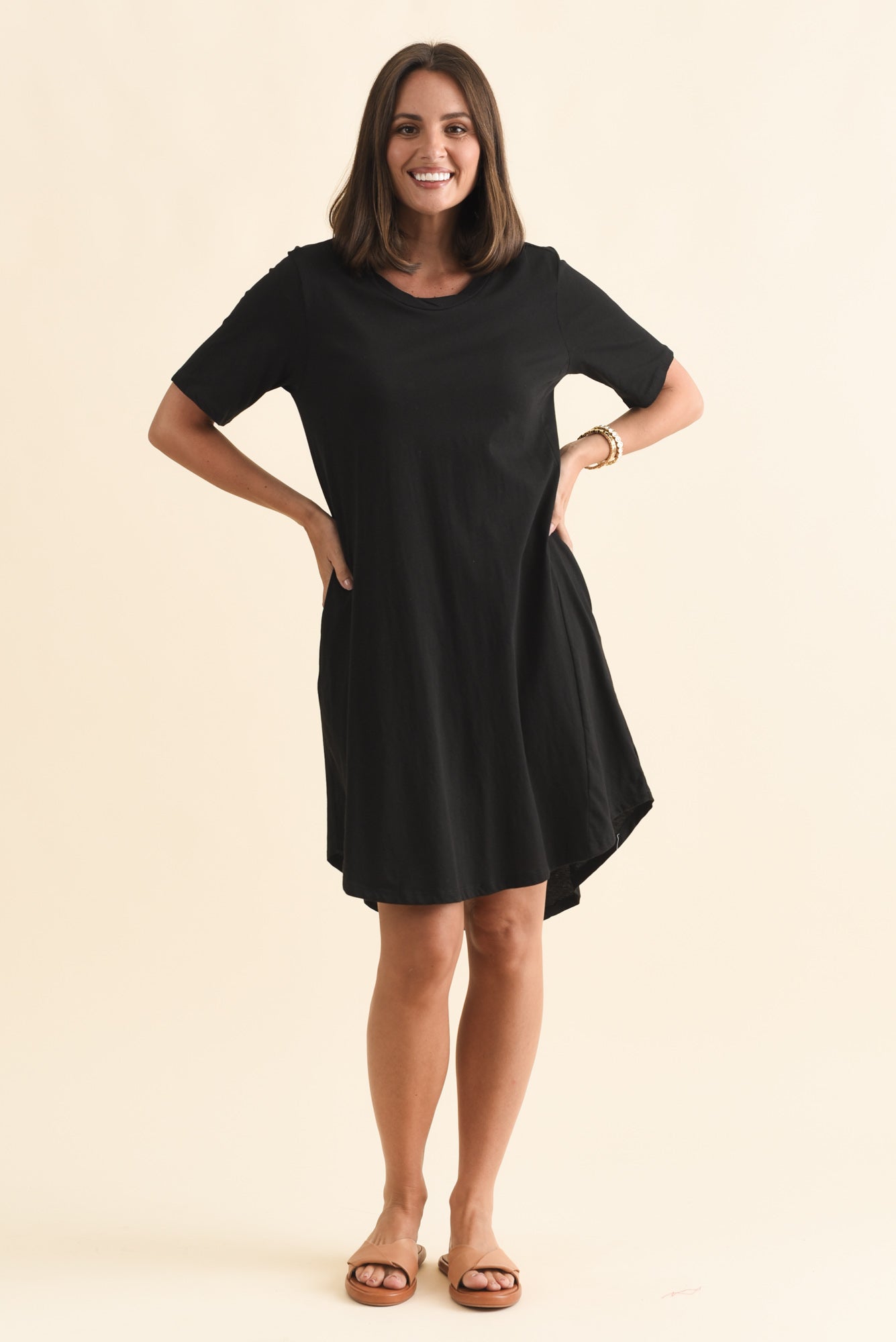 Florida Black Cotton Tee Dress