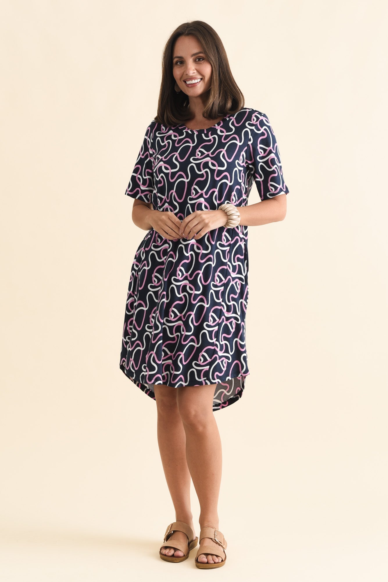 Florida Navy Abstract Cotton Tee Dress