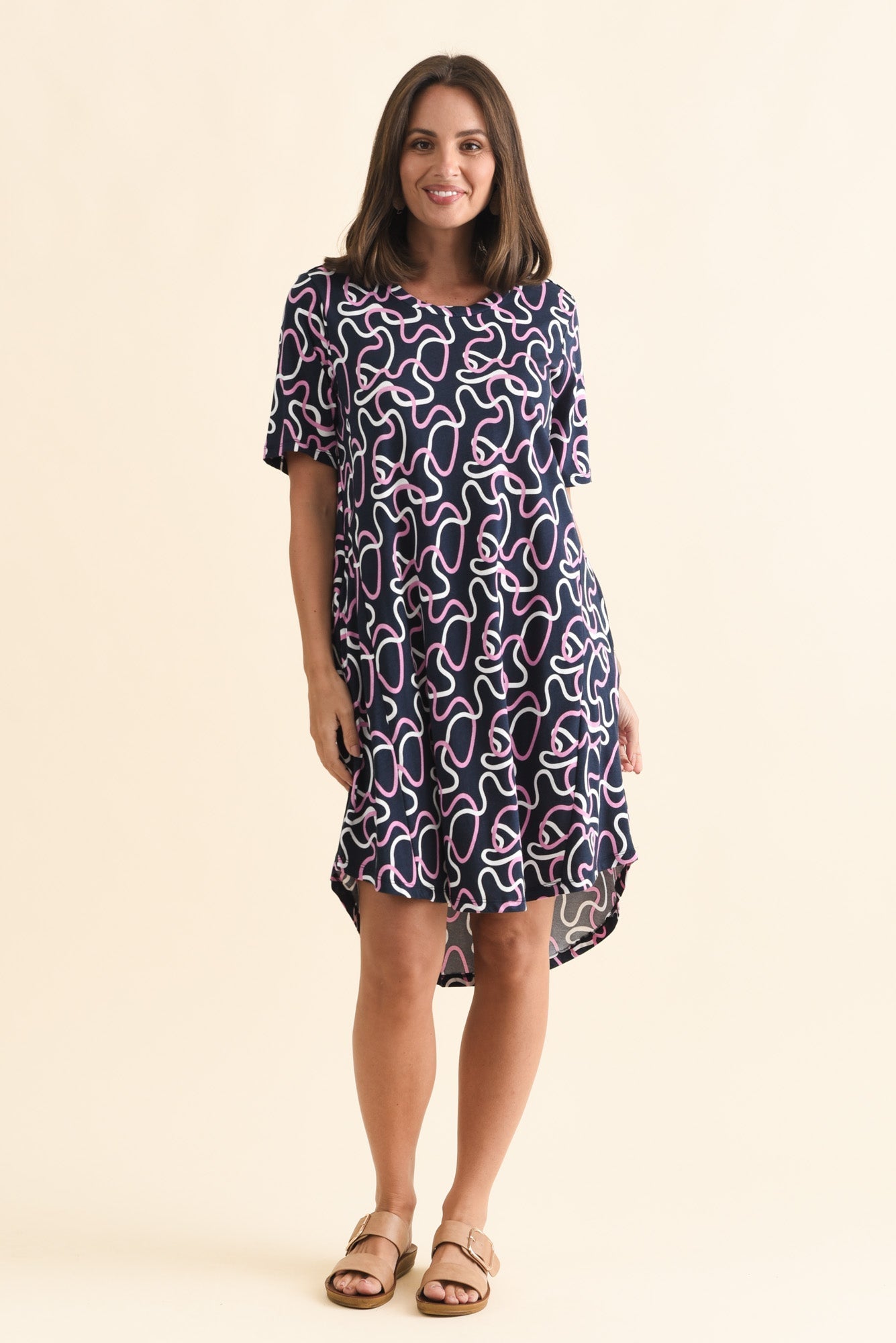 Florida Navy Abstract Cotton Tee Dress