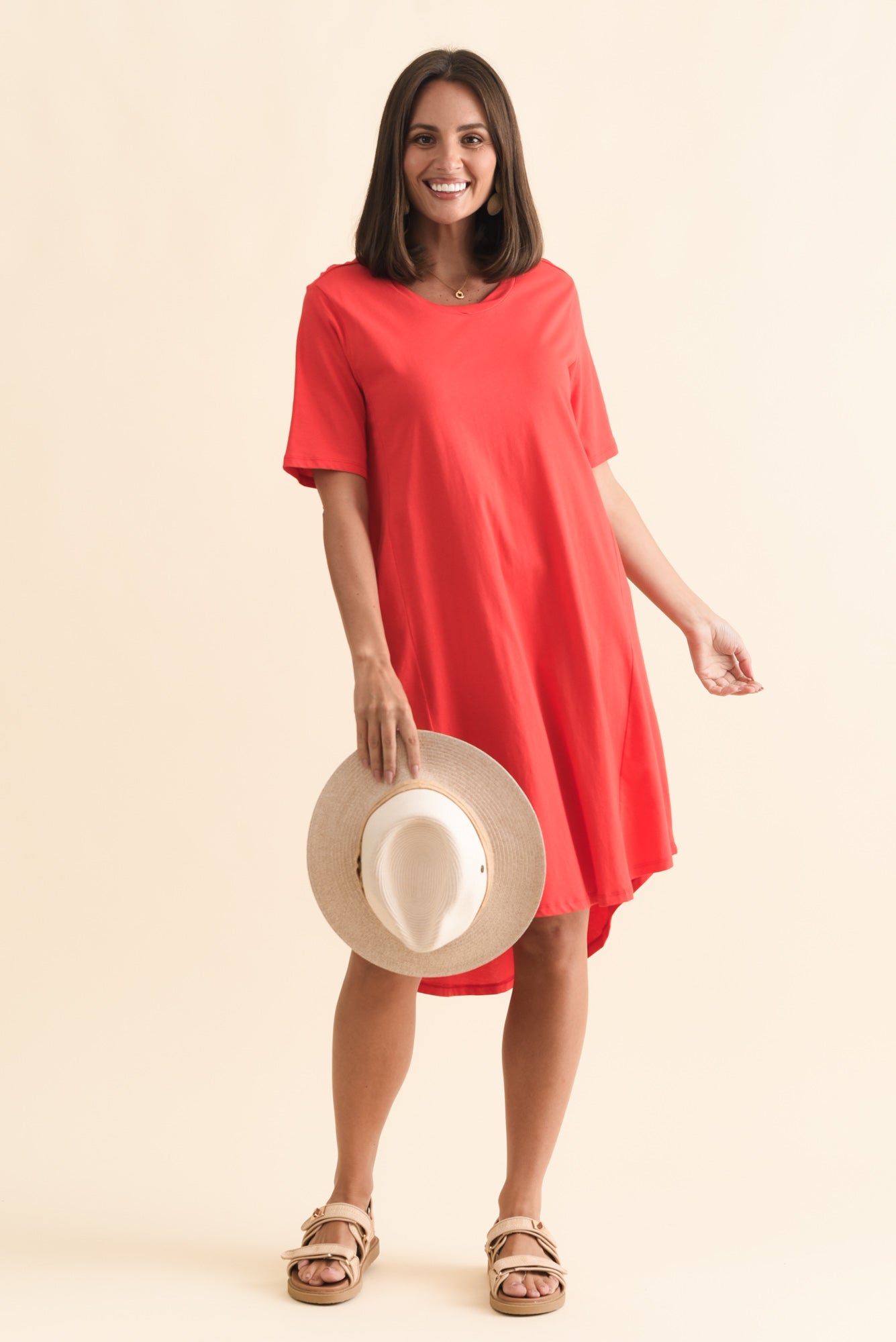 Florida Red Cotton Tee Dress