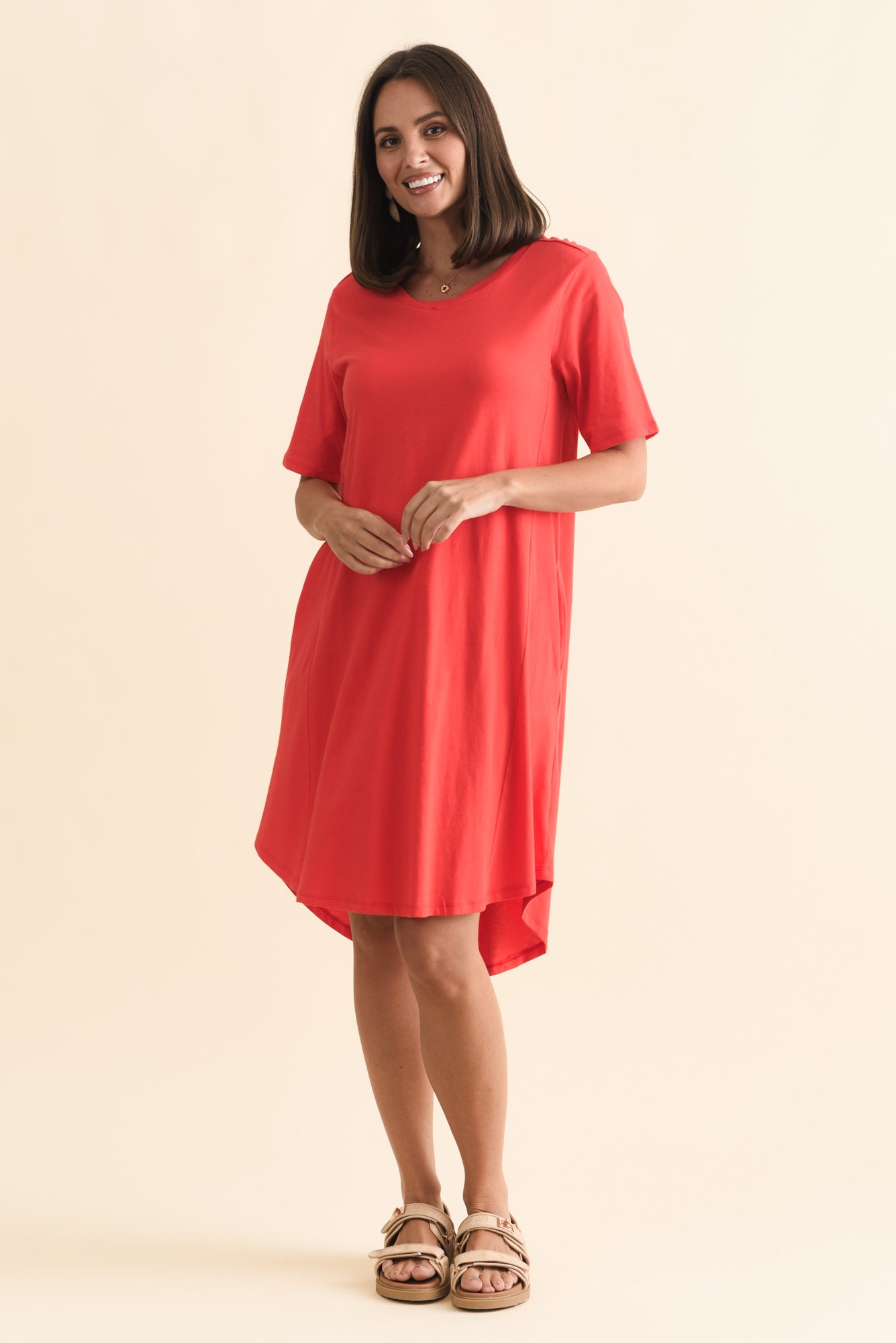 Florida Red Cotton Tee Dress