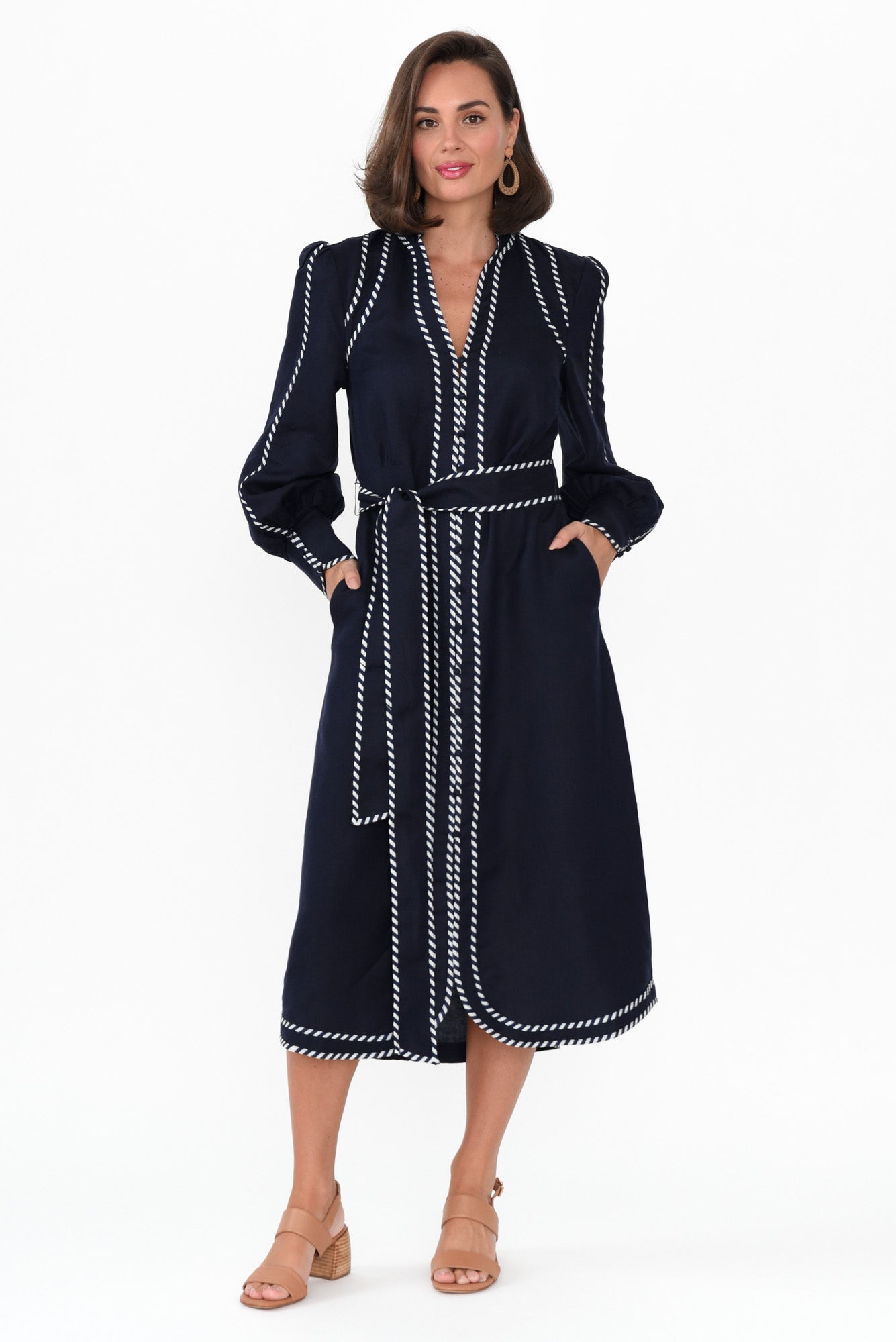 Nova Navy Ink Linen Blend Dress