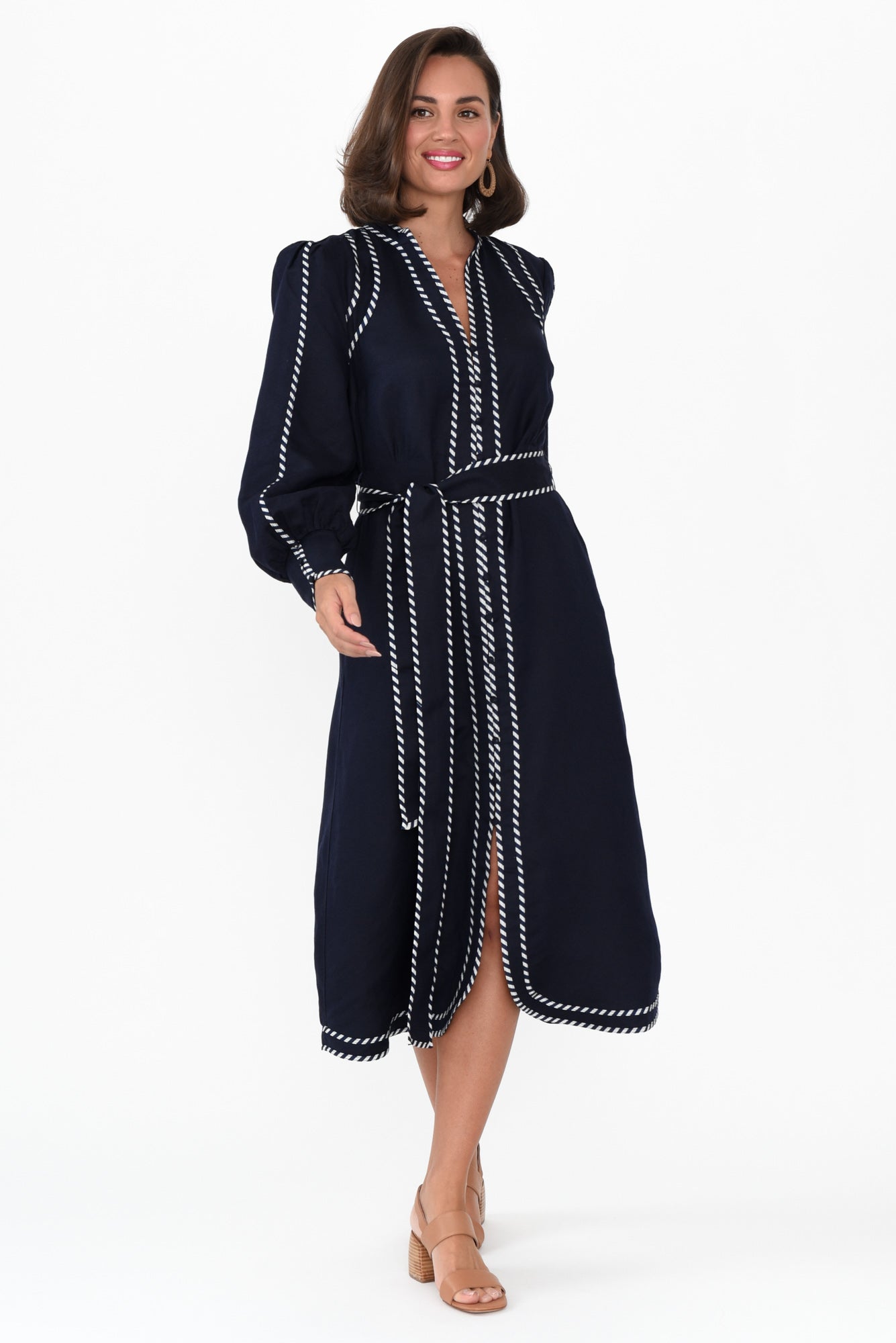 Nova Navy Ink Linen Blend Dress