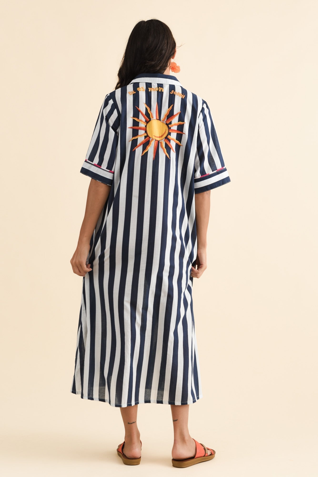 Franklin Navy Stripe Cotton Shirt Dress