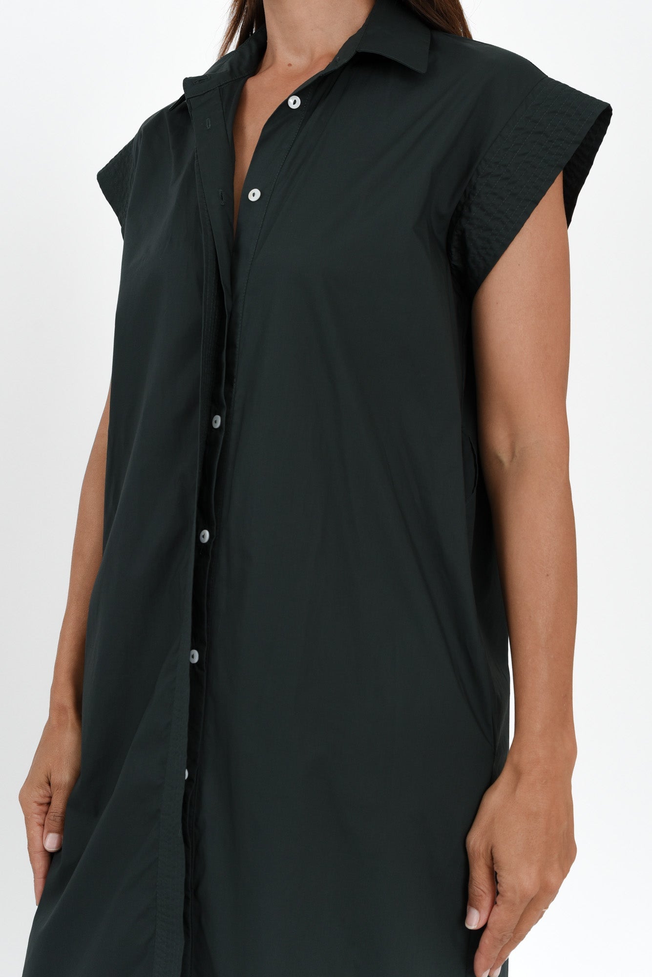 Gail Black Cotton Belted Dress