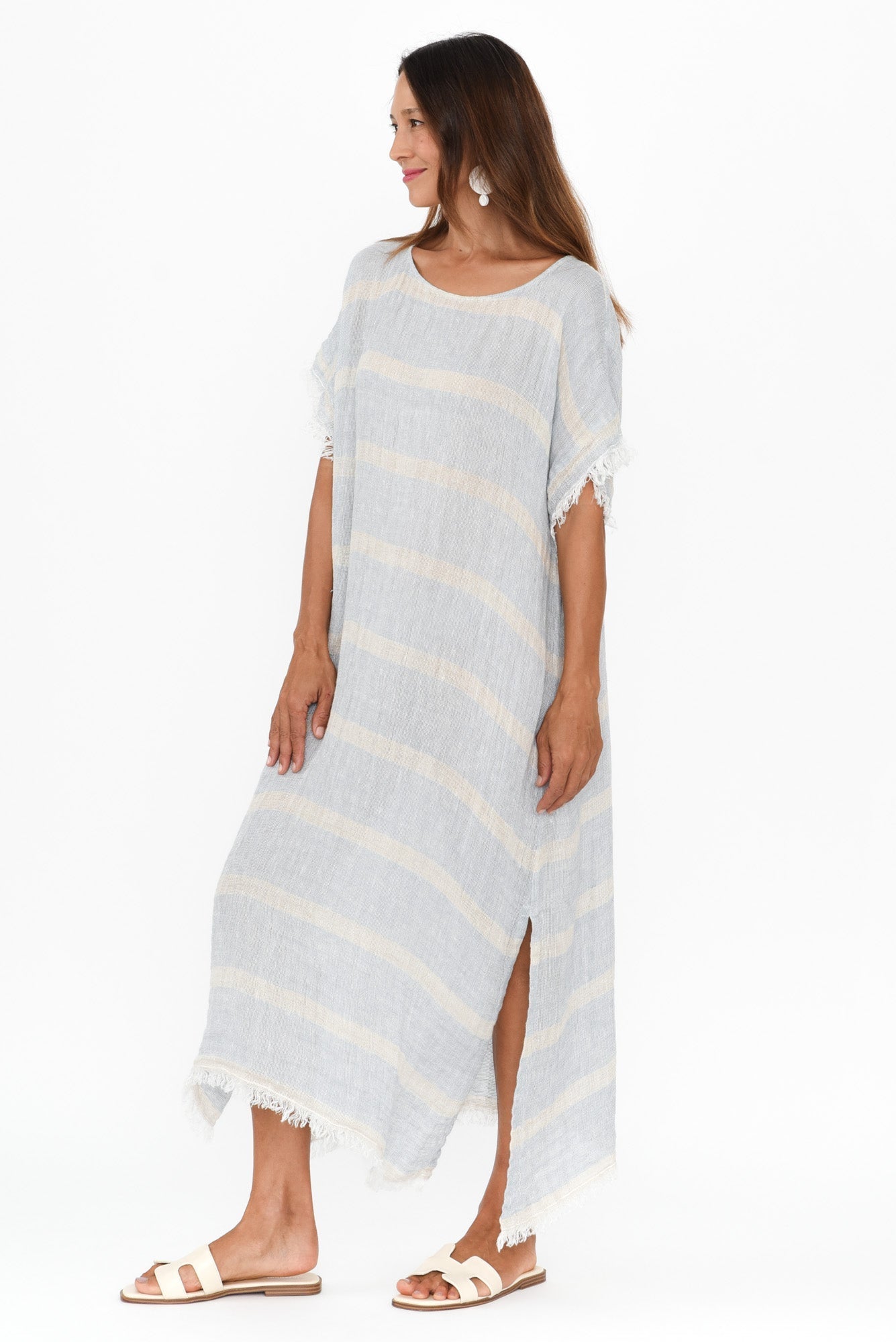 Galene Blue Stripe Linen Dress