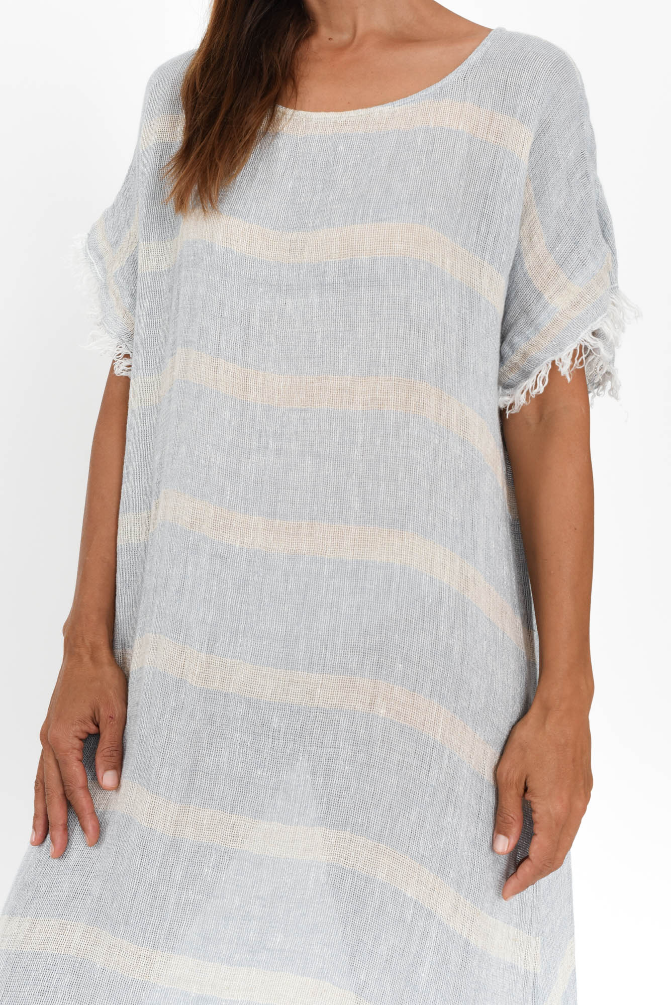 Galene Blue Stripe Linen Dress