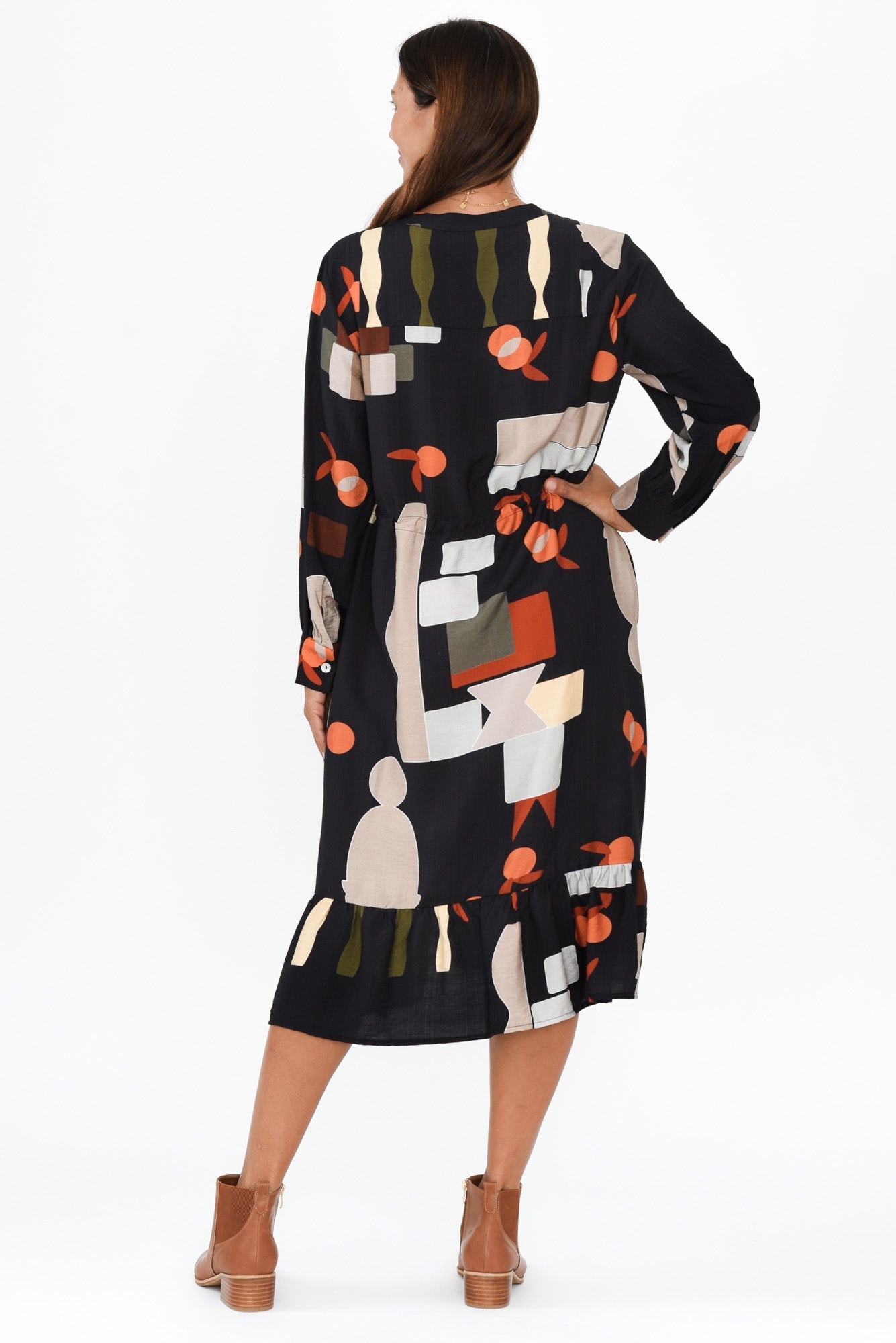 Galleria Black Geo Tie Dress