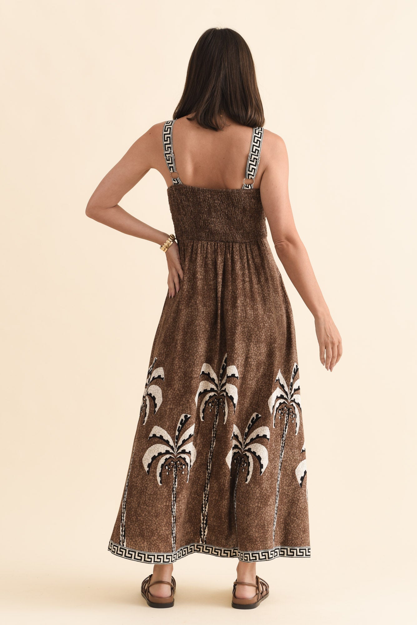 Giovanna Brown Tropical Maxi Dress