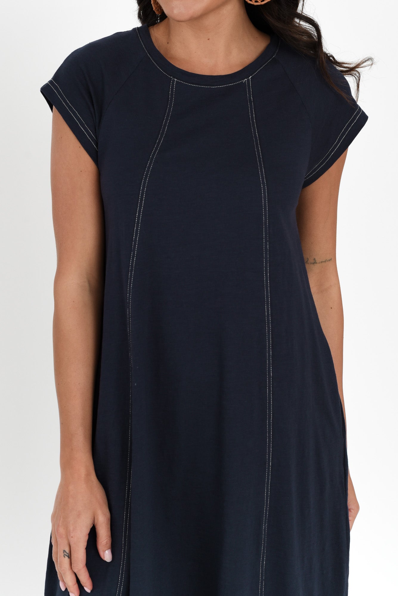 Haisley Navy Contrast Cotton Dress