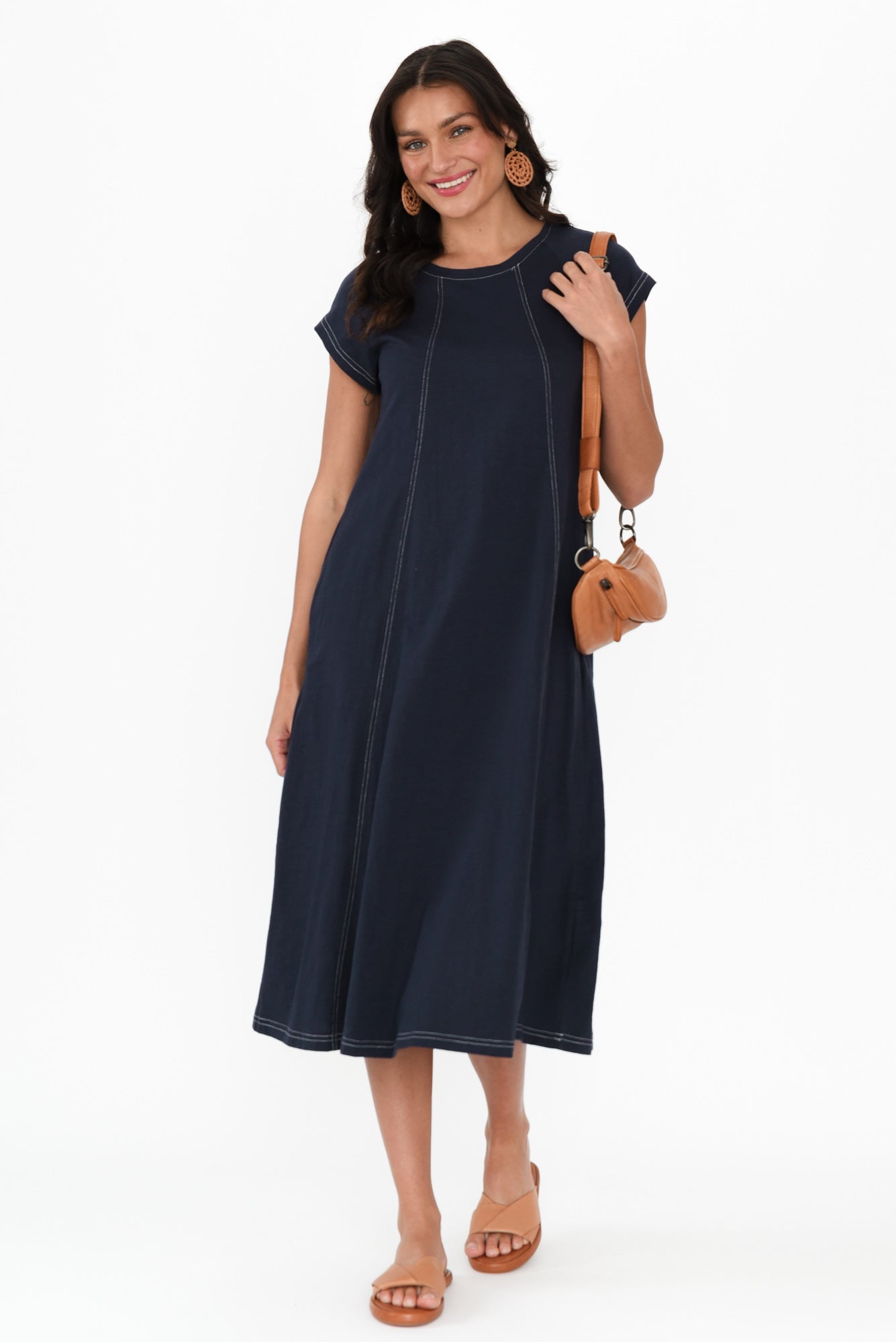 Haisley Navy Contrast Cotton Dress