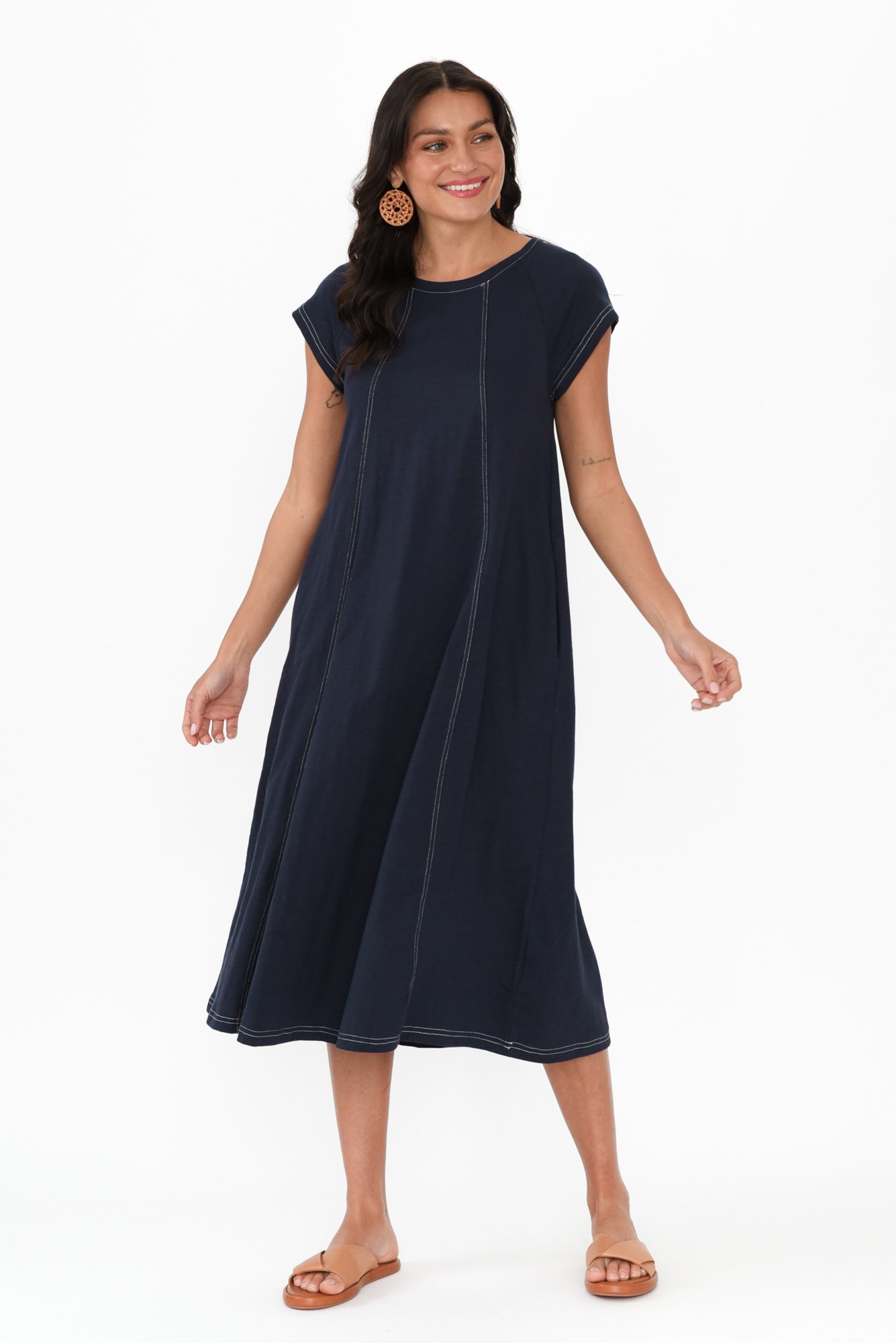 Haisley Navy Contrast Cotton Dress