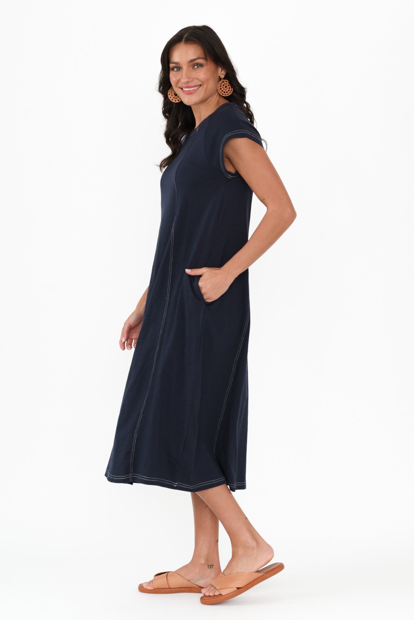 Haisley Navy Contrast Cotton Dress