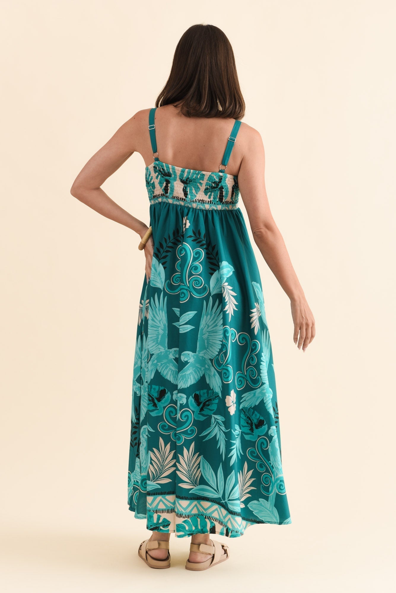 Haly Blue Tropical Cotton Poplin Dress