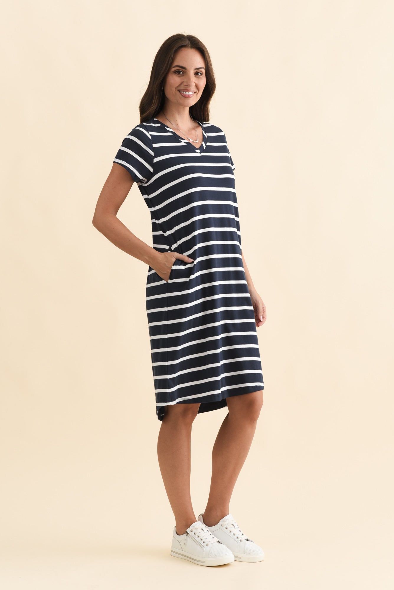 Harley Navy Stripe Cotton Tee Dress
