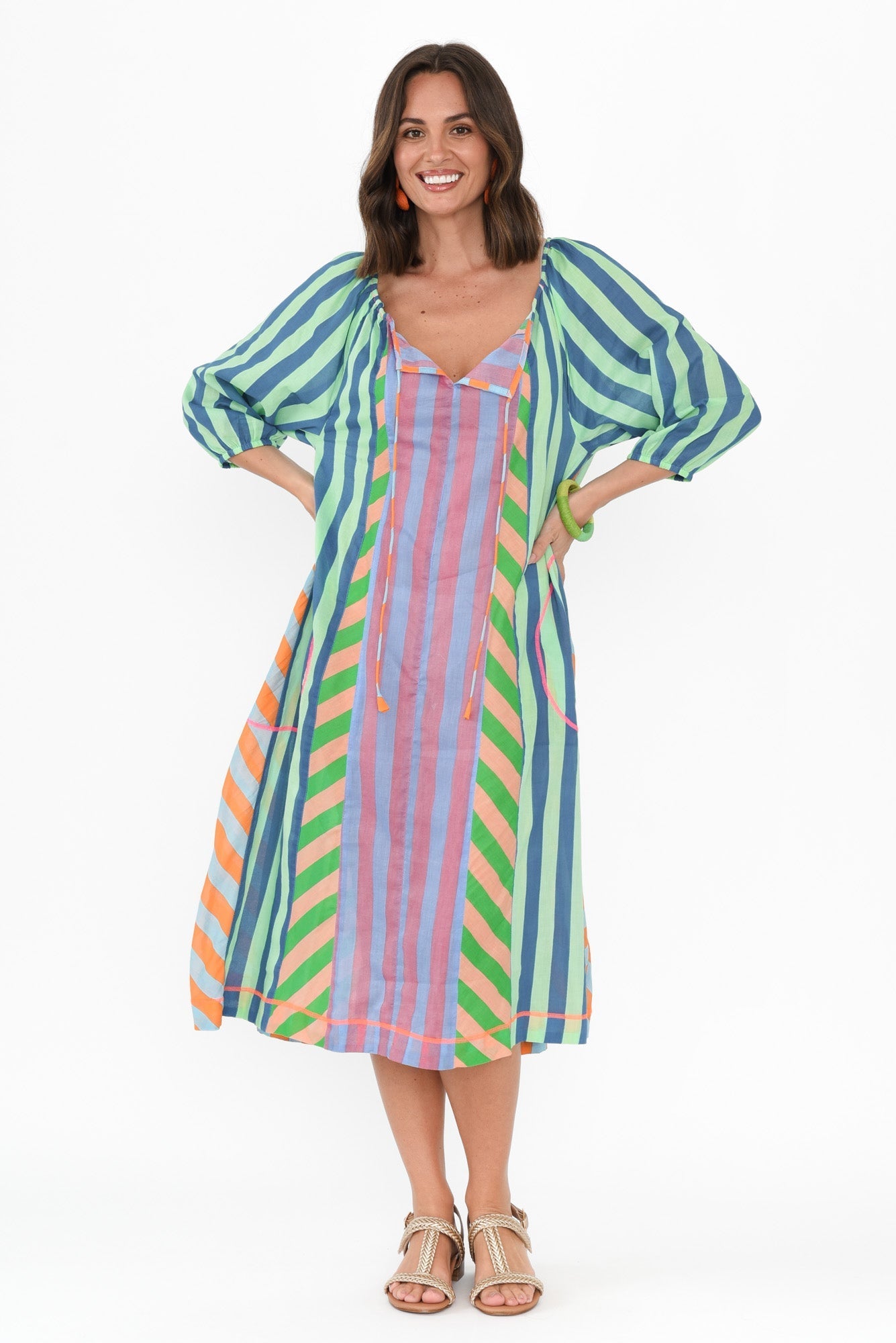 Hattie Blue Stripe Cotton Pocket Dress