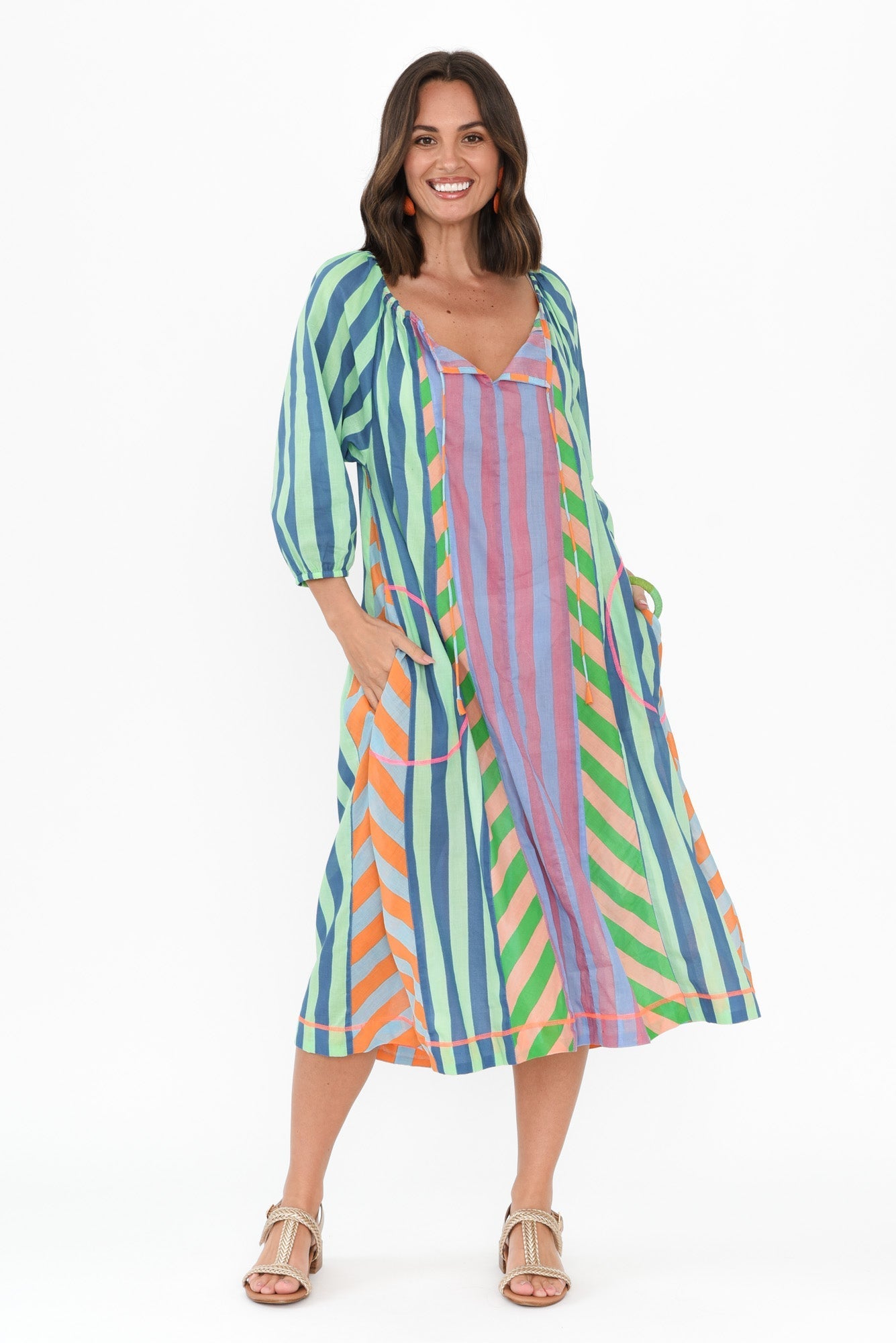 Hattie Blue Stripe Cotton Pocket Dress