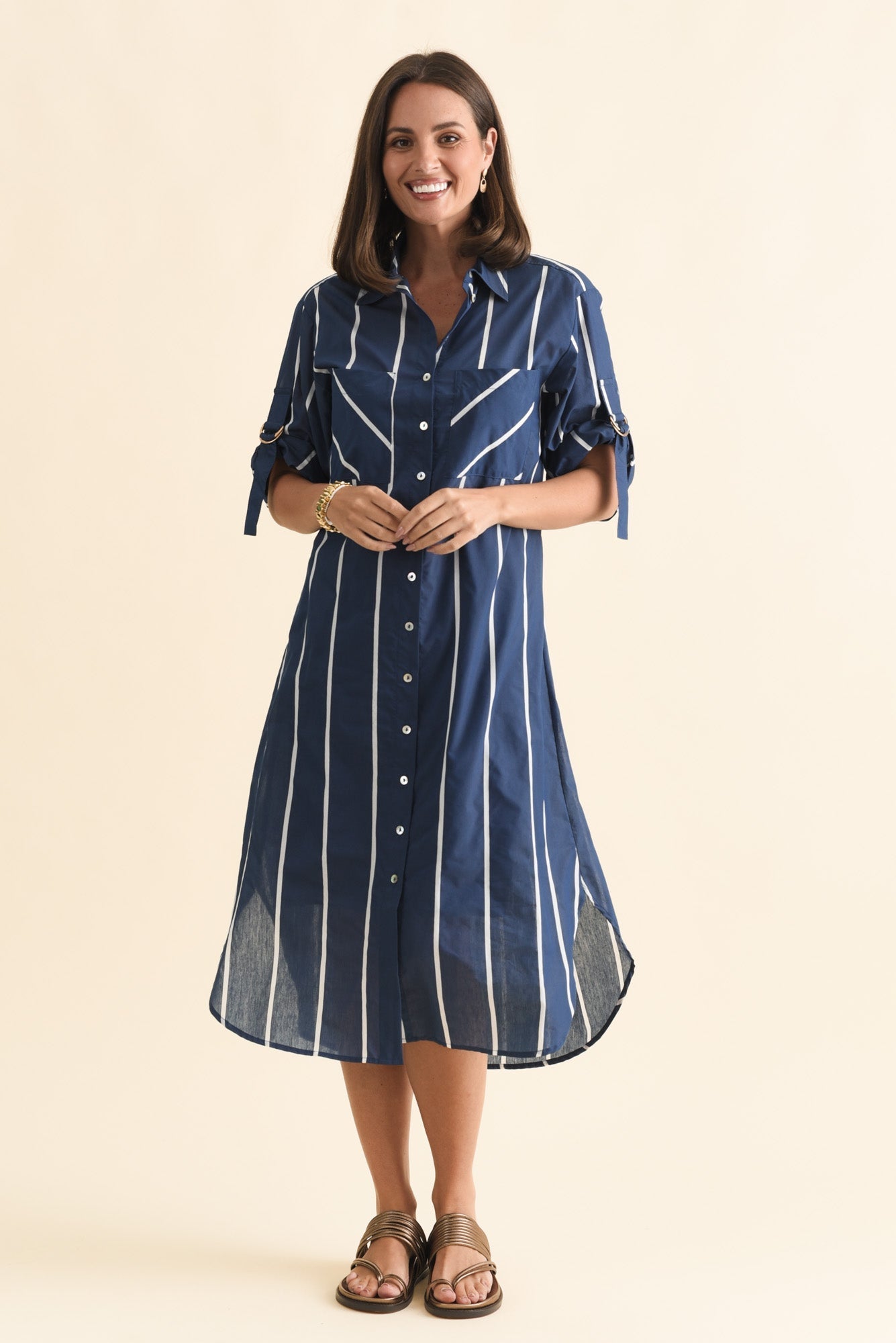 Hayman Navy Stripe Shirt Dress