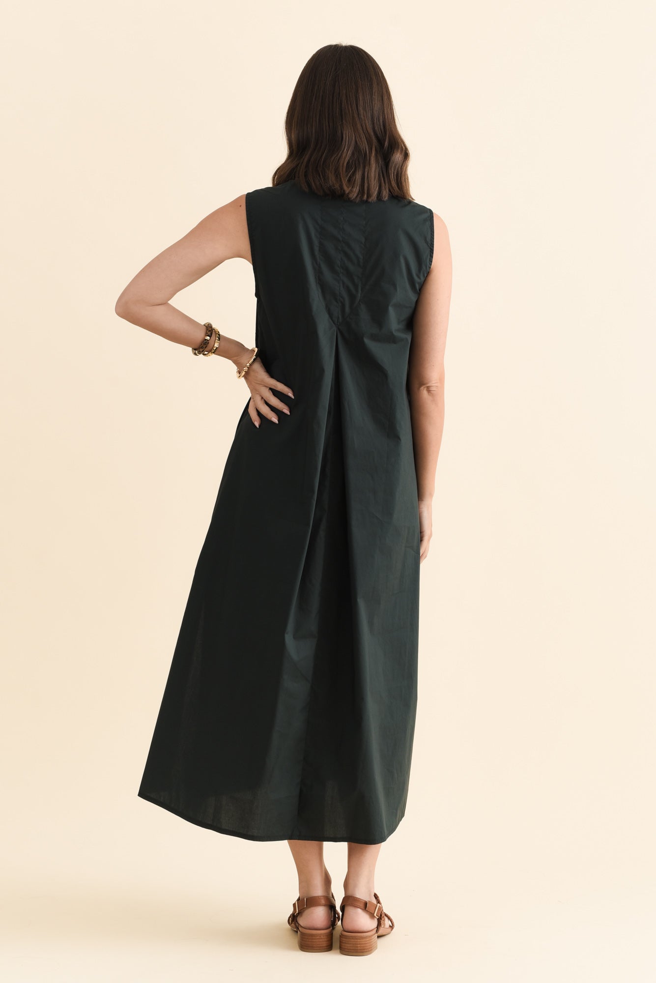Helena Charcoal Cotton Sleeveless Dress