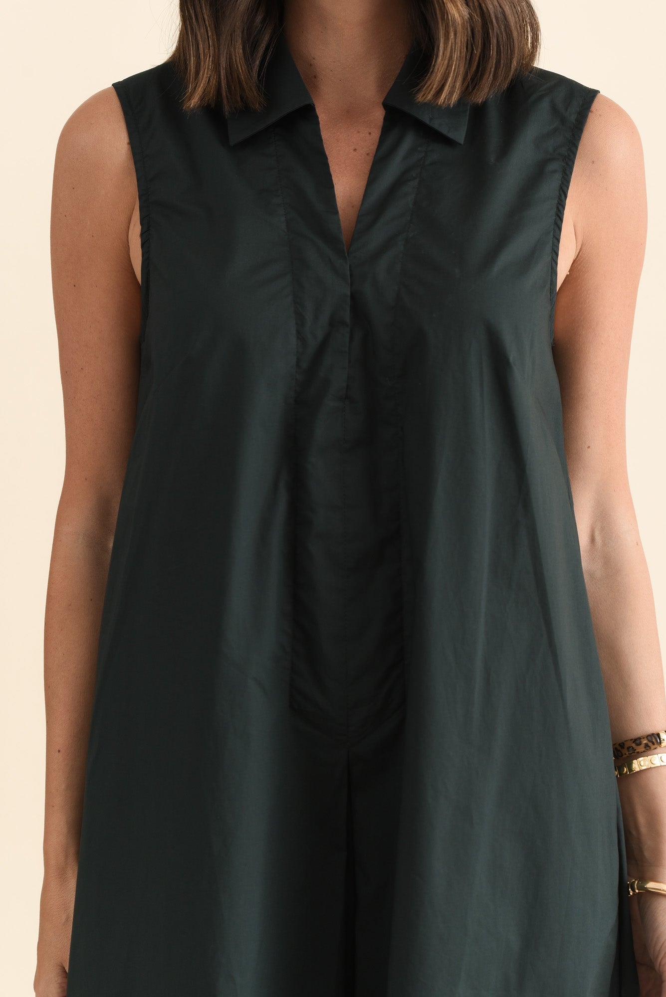 Helena Charcoal Cotton Sleeveless Dress