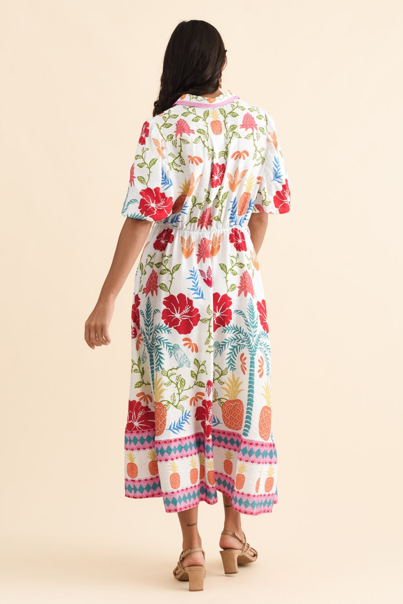 Hettie White Tropical Tie Dress