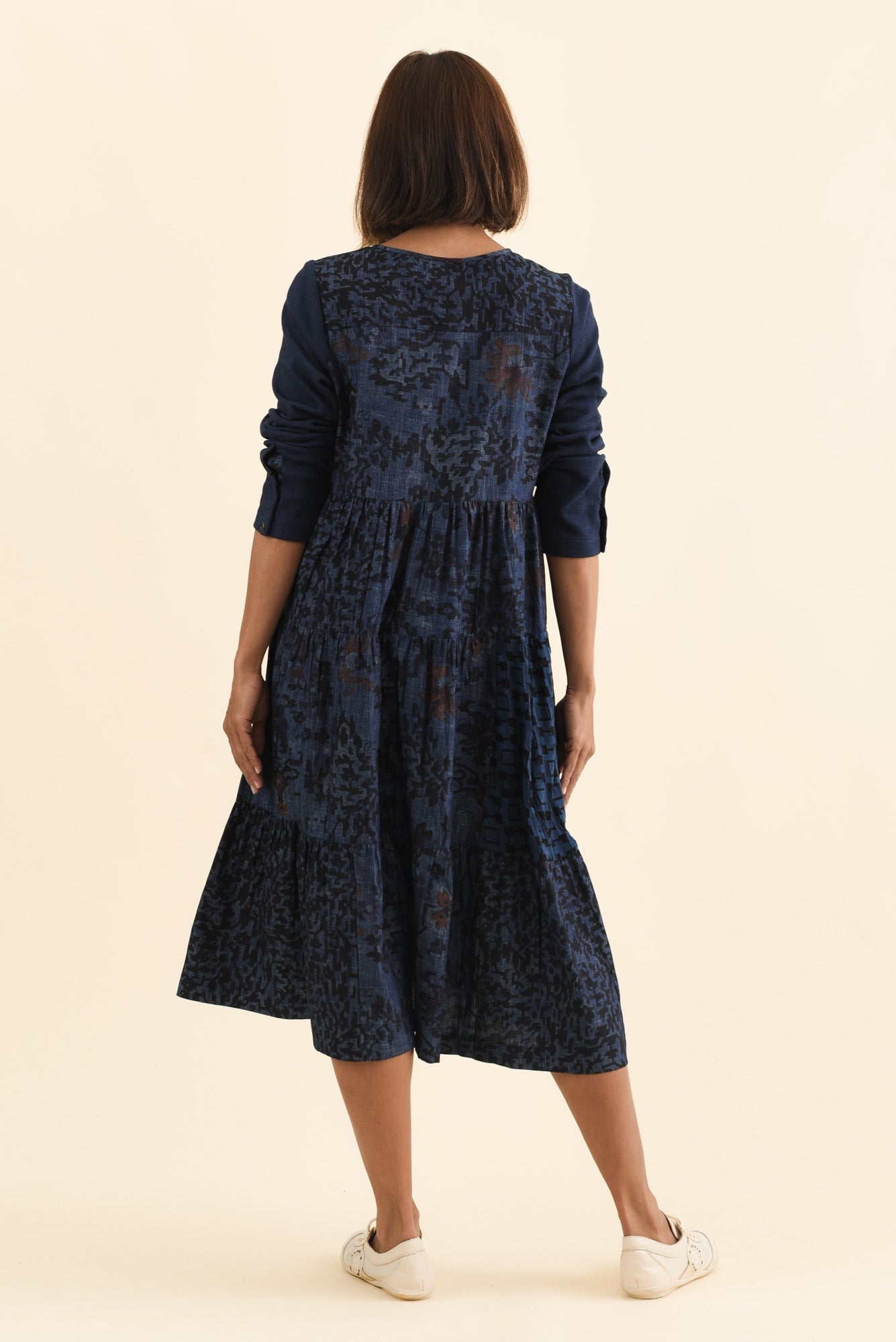 Horai Navy Patchwork Cotton Dress