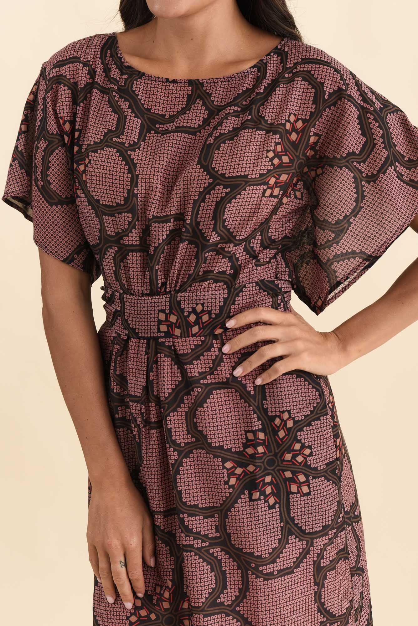 Isa Pink Floral Cotton Silk Dress