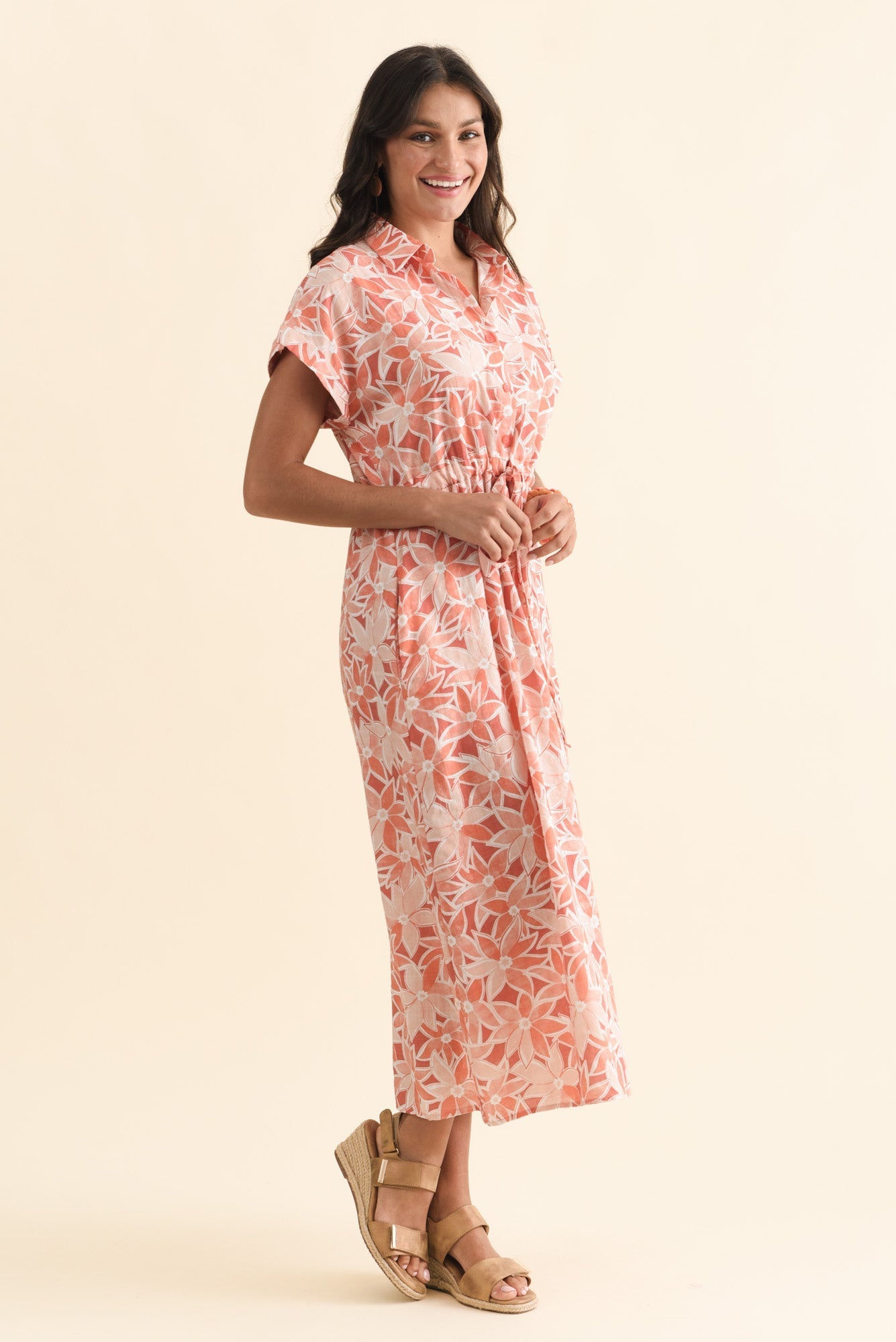 Jacqueline Red Flower Tie Dress