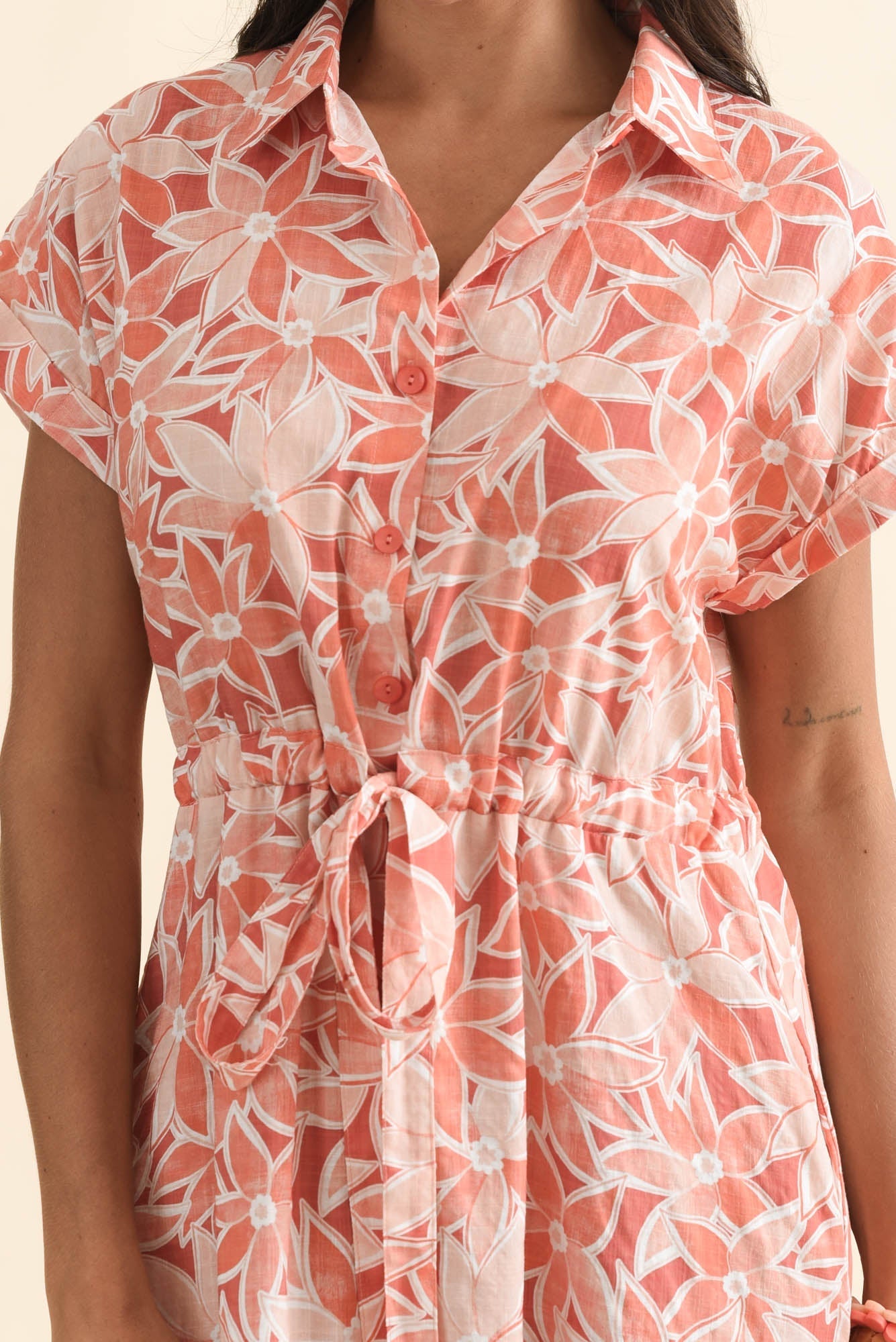Jacqueline Red Flower Tie Dress