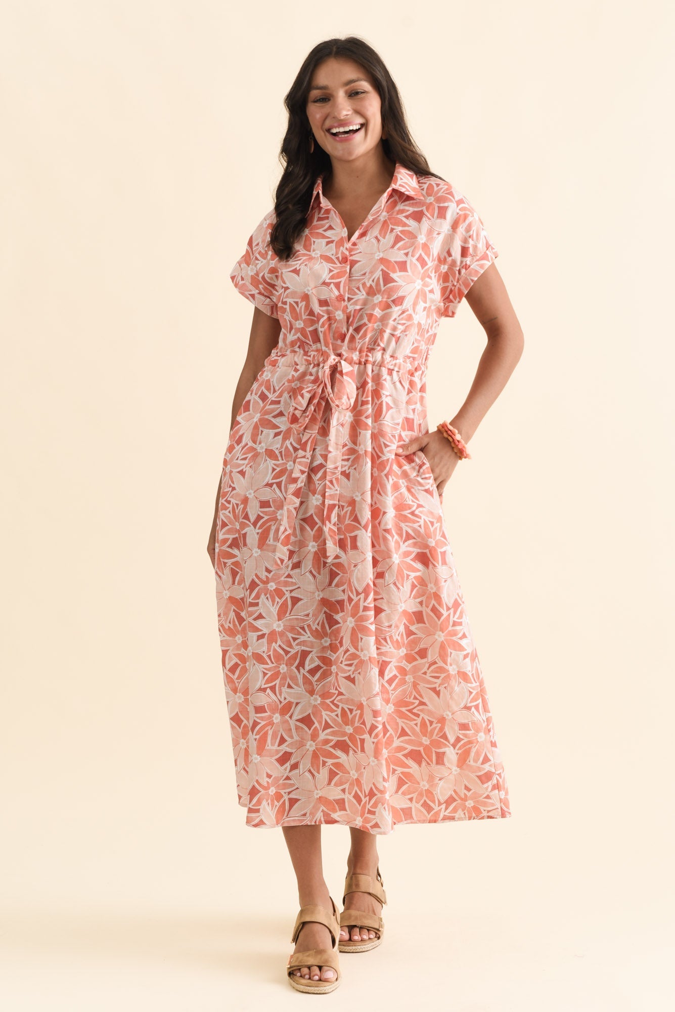 Jacqueline Red Flower Tie Dress