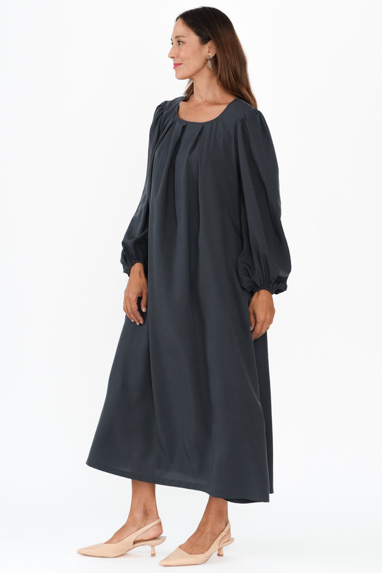Jade Navy Puff Sleeve Dress