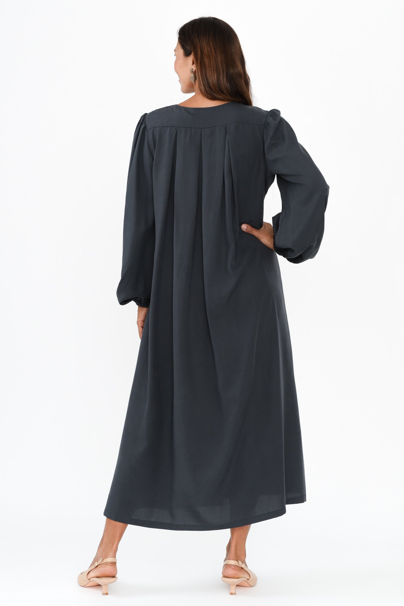 Jade Navy Puff Sleeve Dress