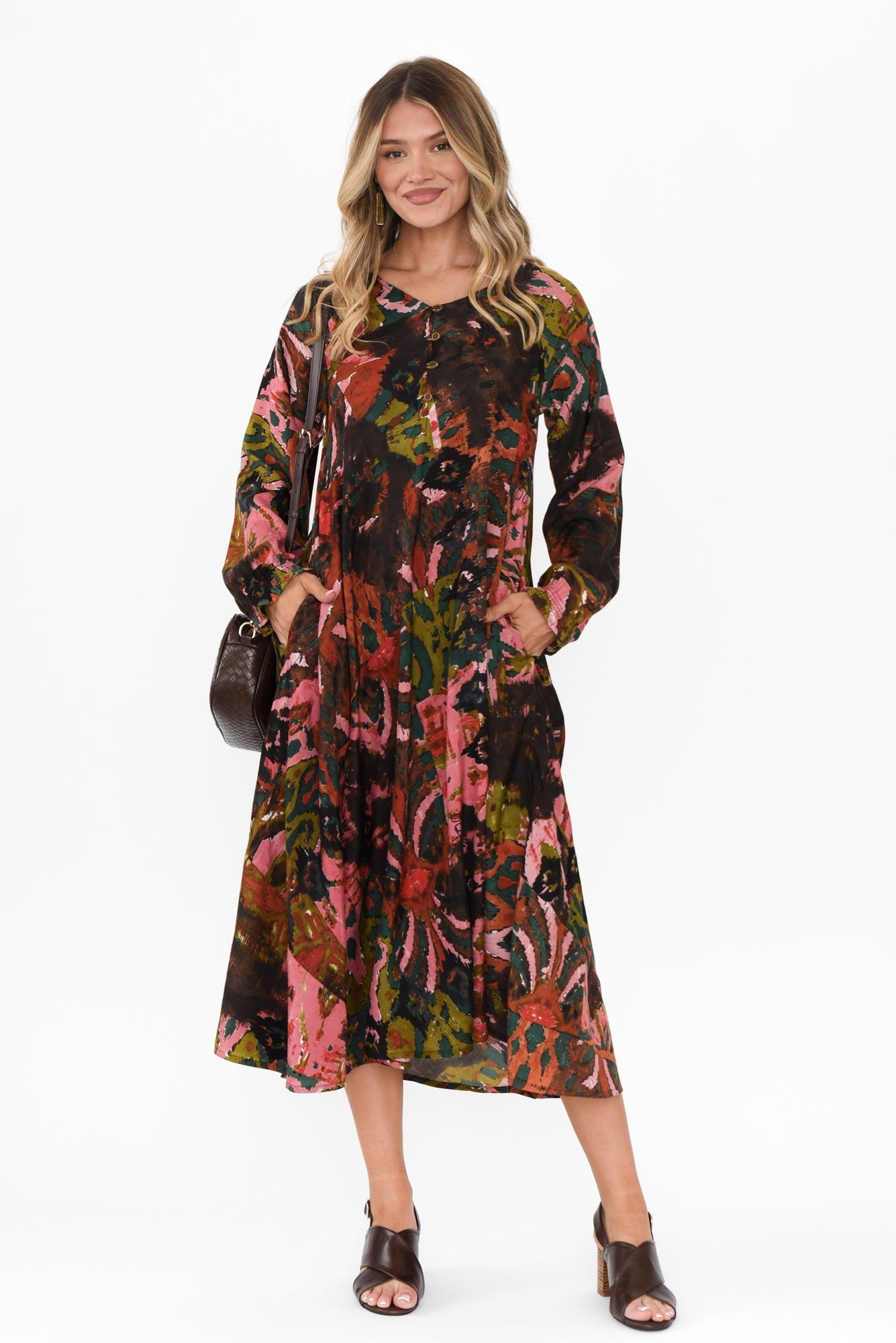 Jillian Pink Abstract Pocket Dress