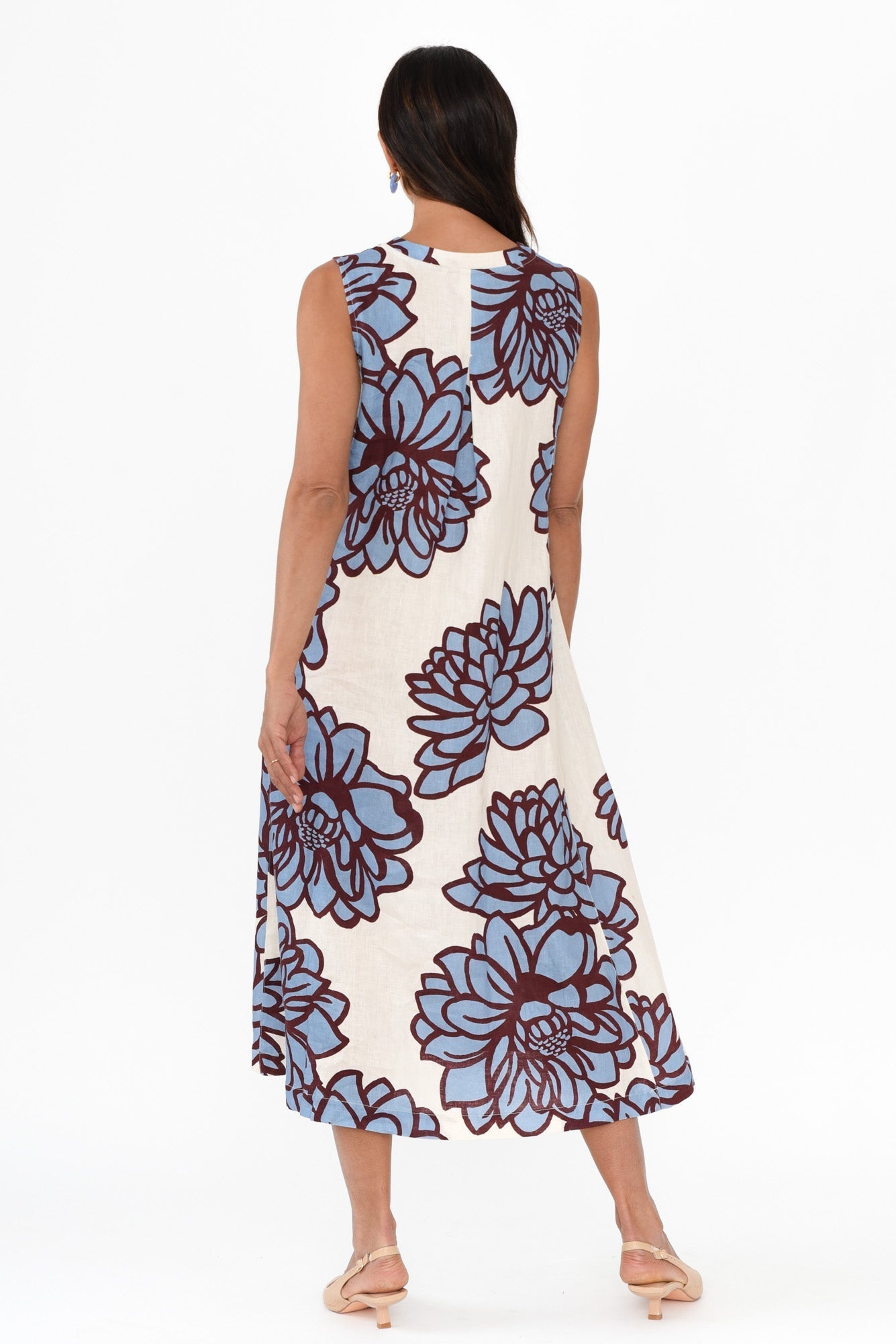 Joanne Blue Bloom Linen Dress