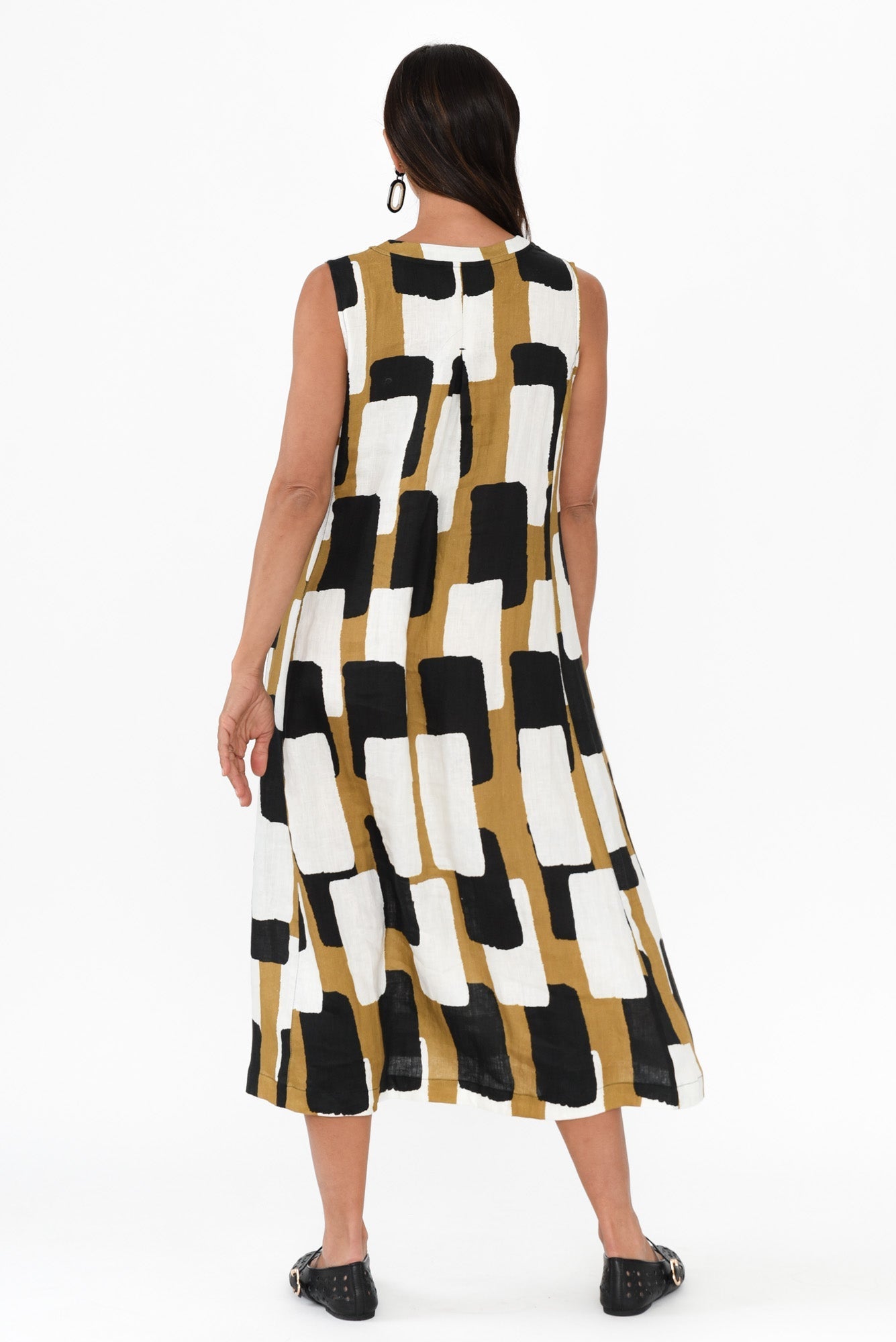 Joanne Yellow Geo Linen Dress