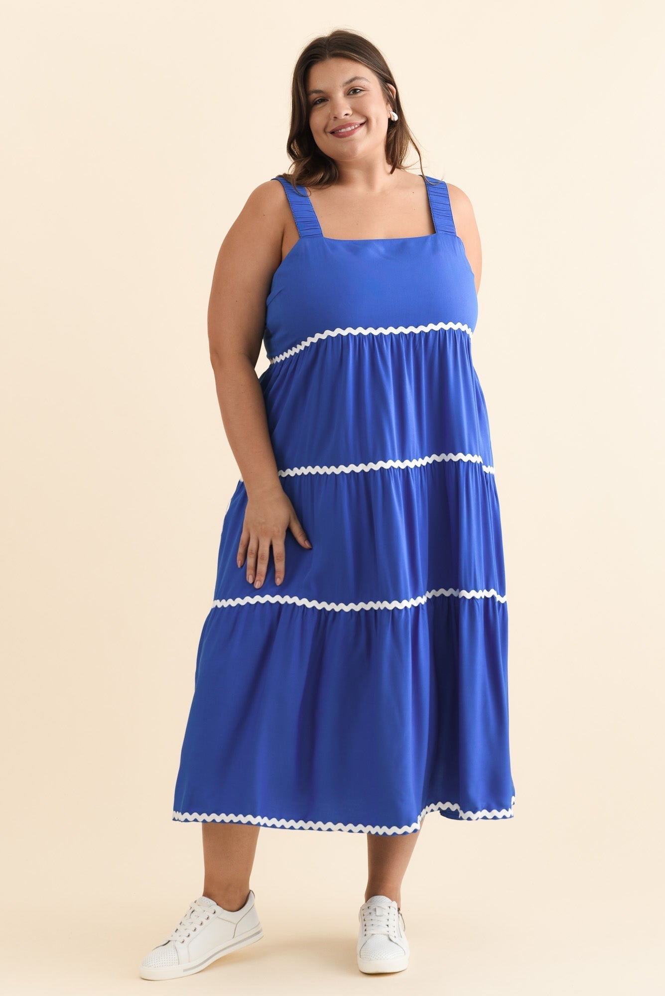 Josie Cobalt Contrast Tier Dress