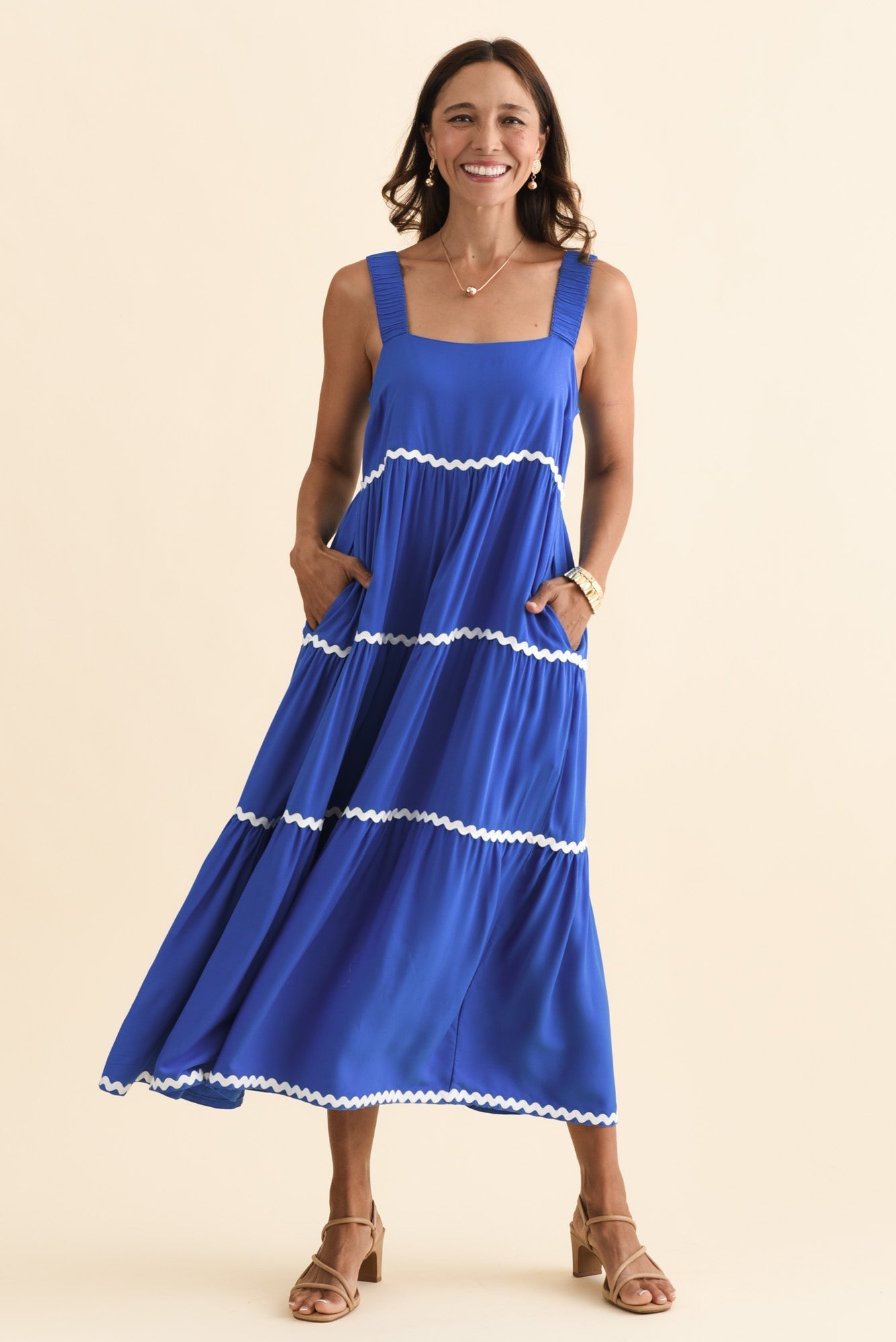 Josie Cobalt Contrast Tier Dress