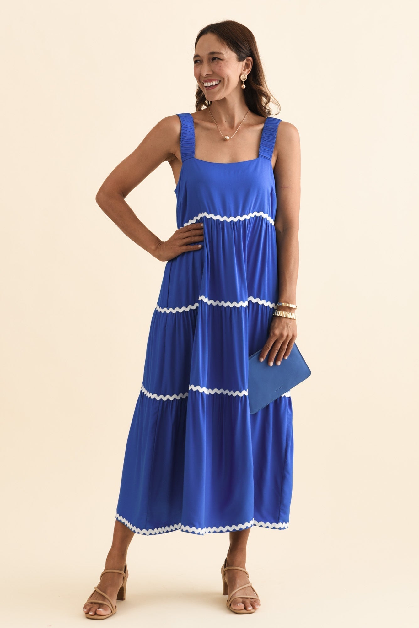 Josie Cobalt Contrast Tier Dress
