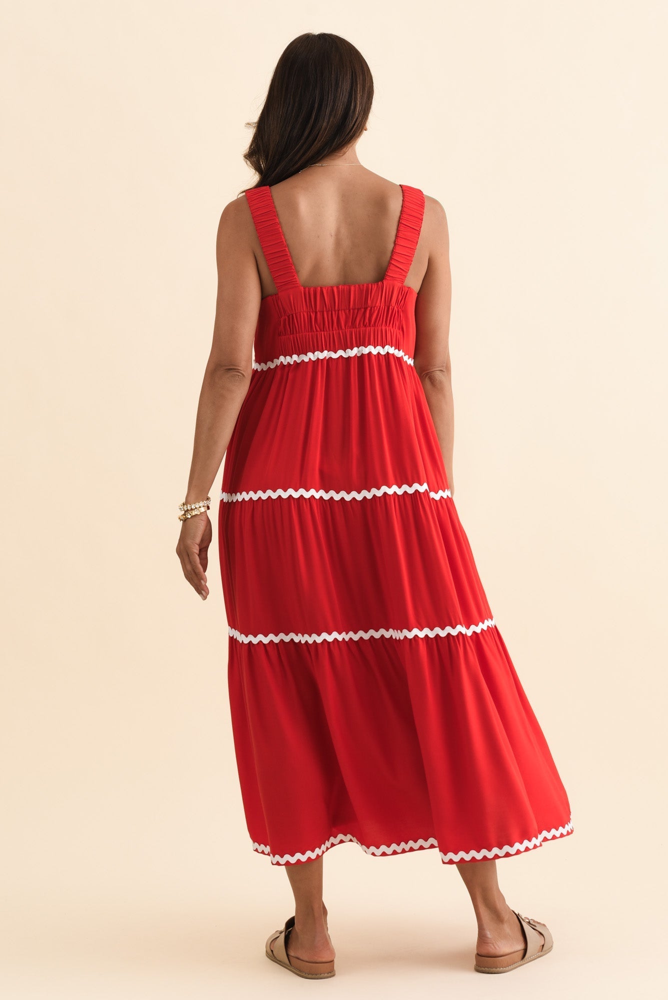 Josie Red Contrast Tier Dress